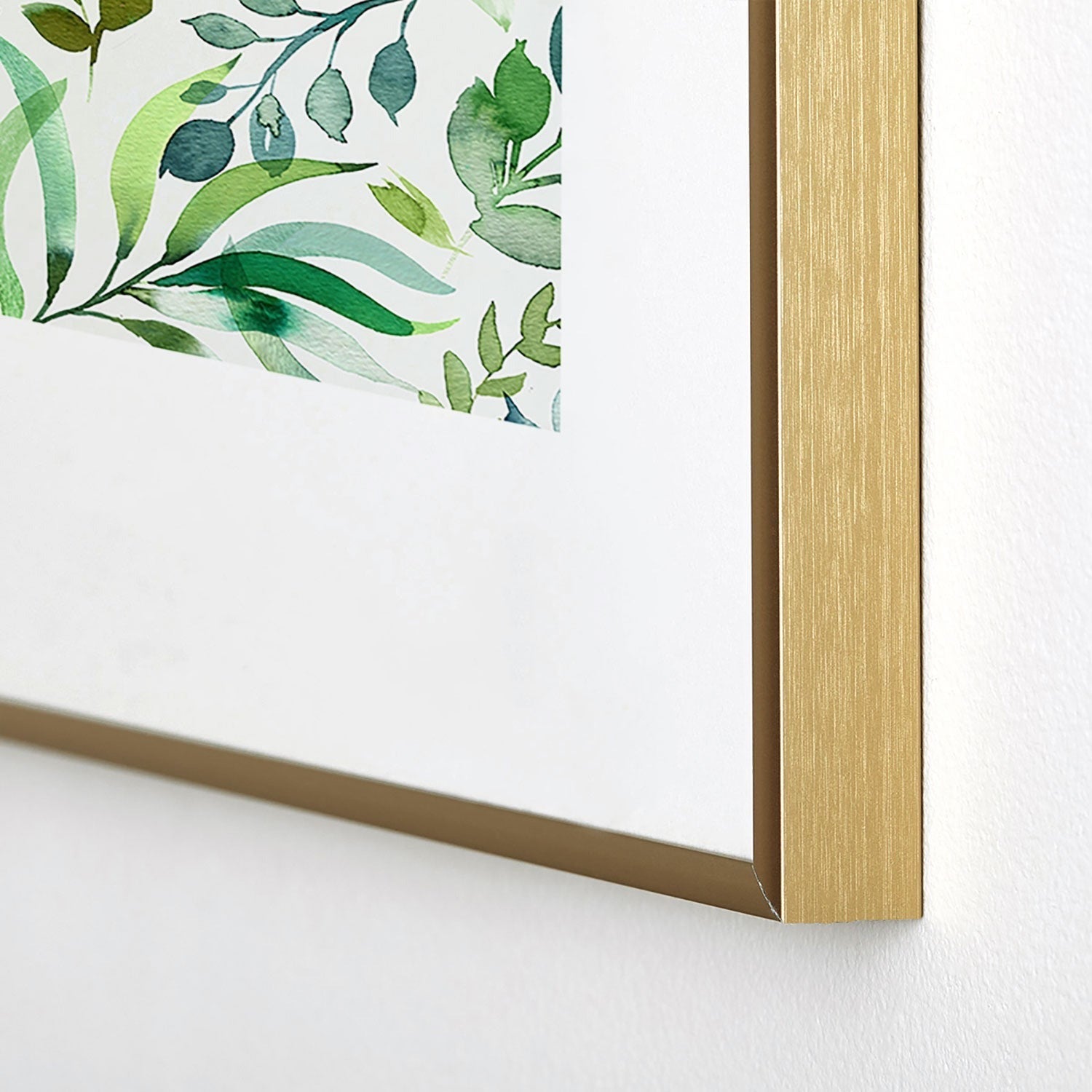 Ninola Design Botanic Retreat Loose Botanical Leaves Watercolor Green Metal Framed Art Print