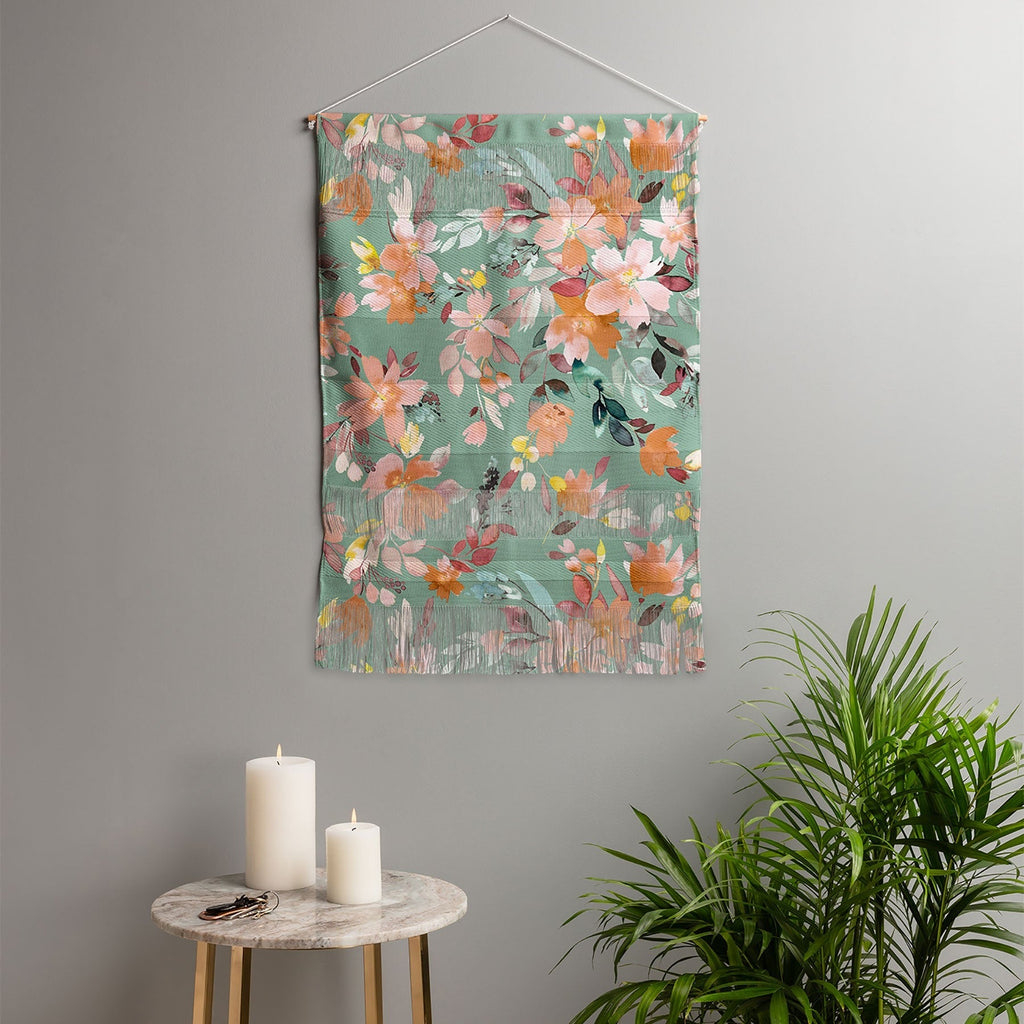 Ninola Design Botanic Retreat Floral Oleander Whimsical Teal Green Wall Hanging Portrait