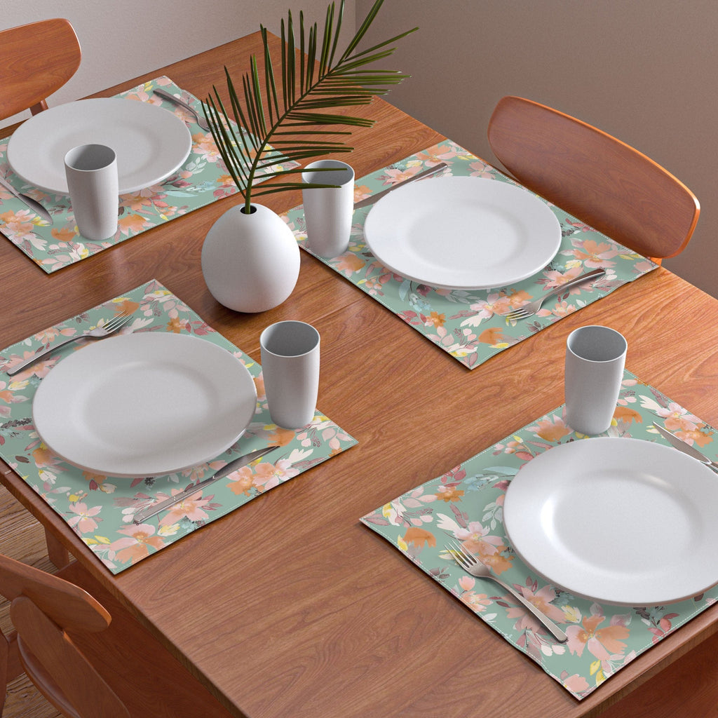 Ninola Design Botanic Retreat Floral Oleander Whimsical Teal Green Placemat