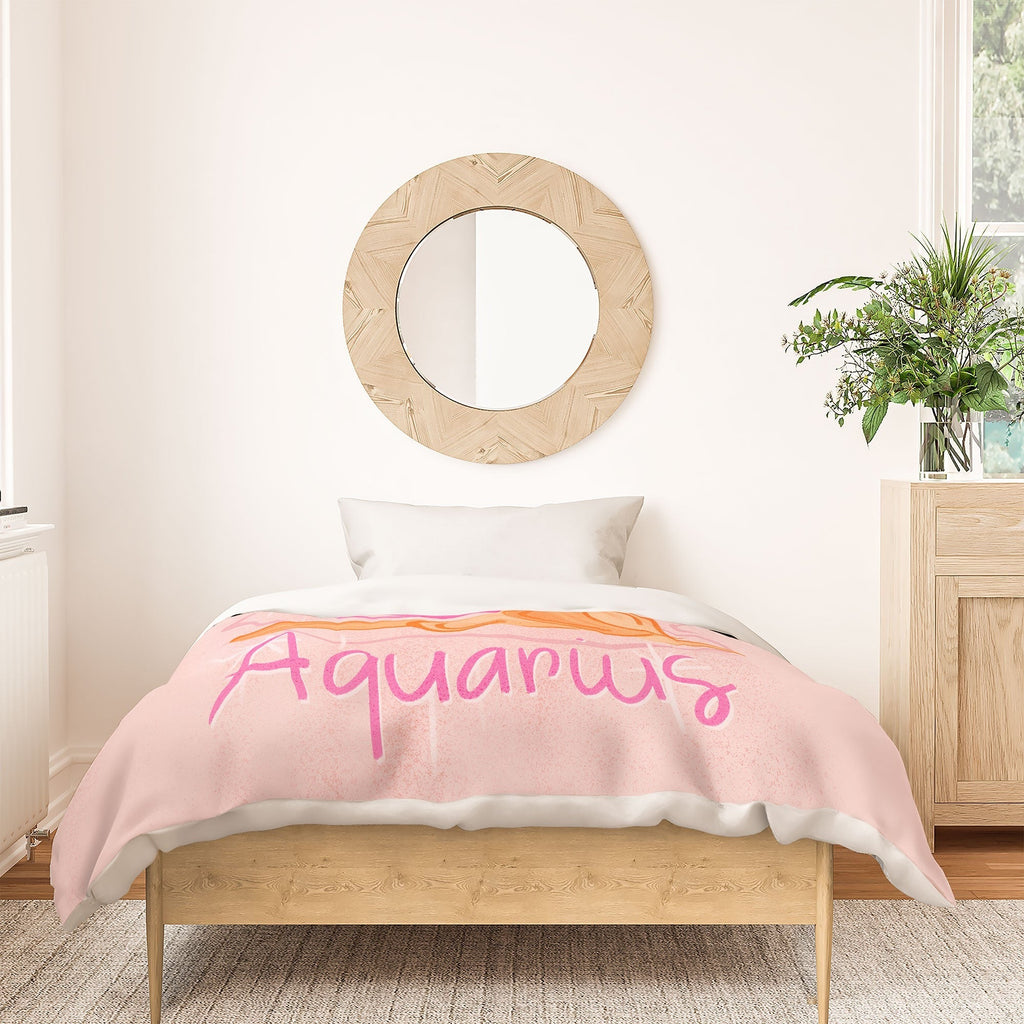 Little Om Zodiac Sign Aquarius Duvet Cover
