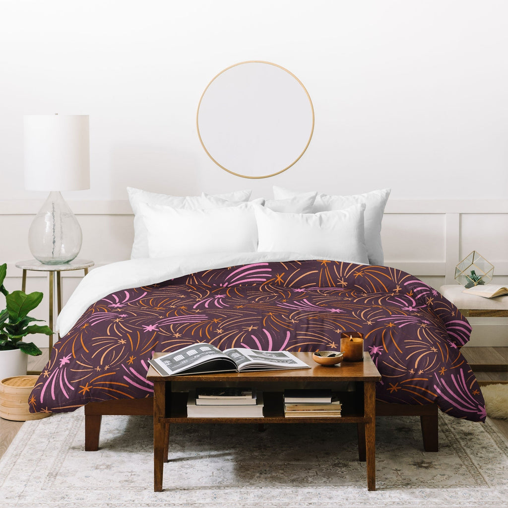 Little Om Pattern Shooting Stars plum Duvet Cover
