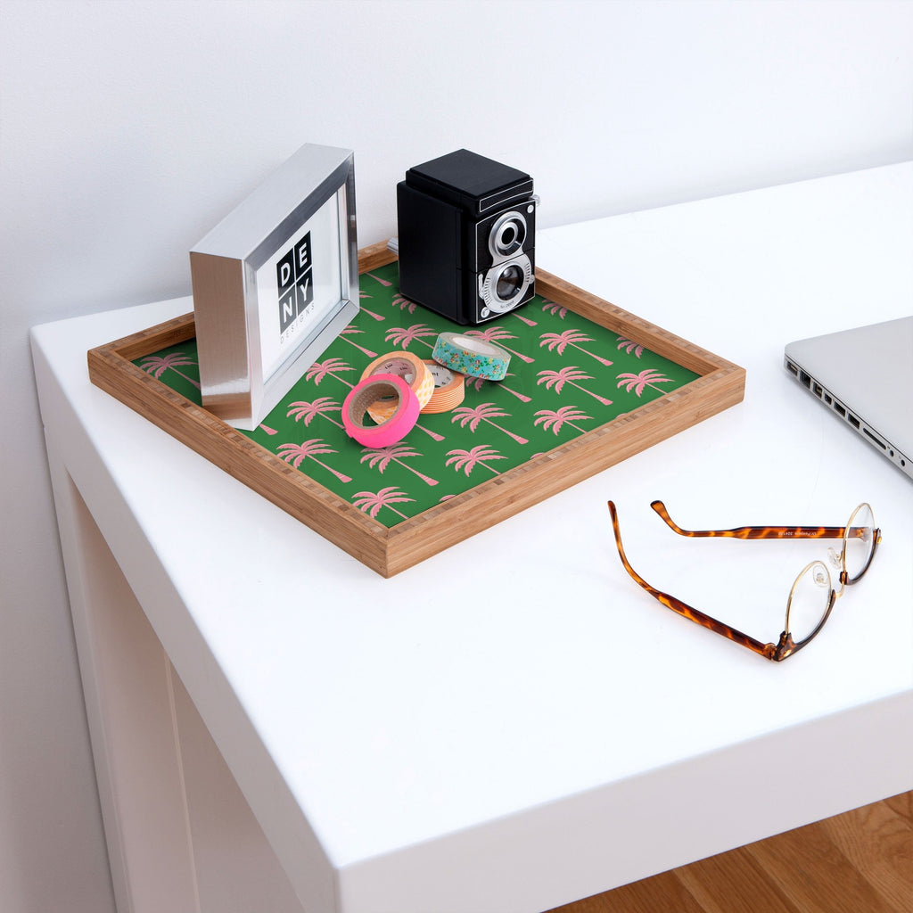 Design by Spark Pink Palm Tree Oasis Square Tray