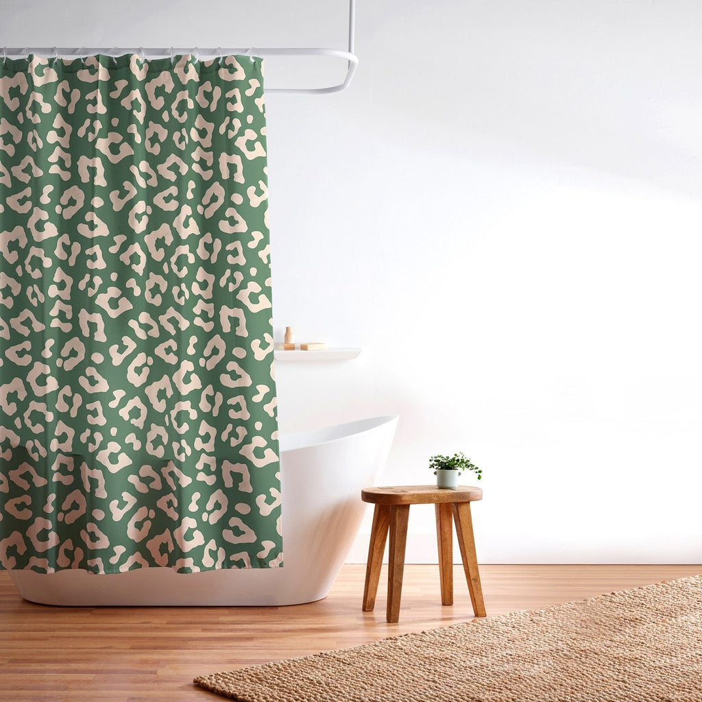 Avenie BR Cheetah Print In Green Shower Curtain