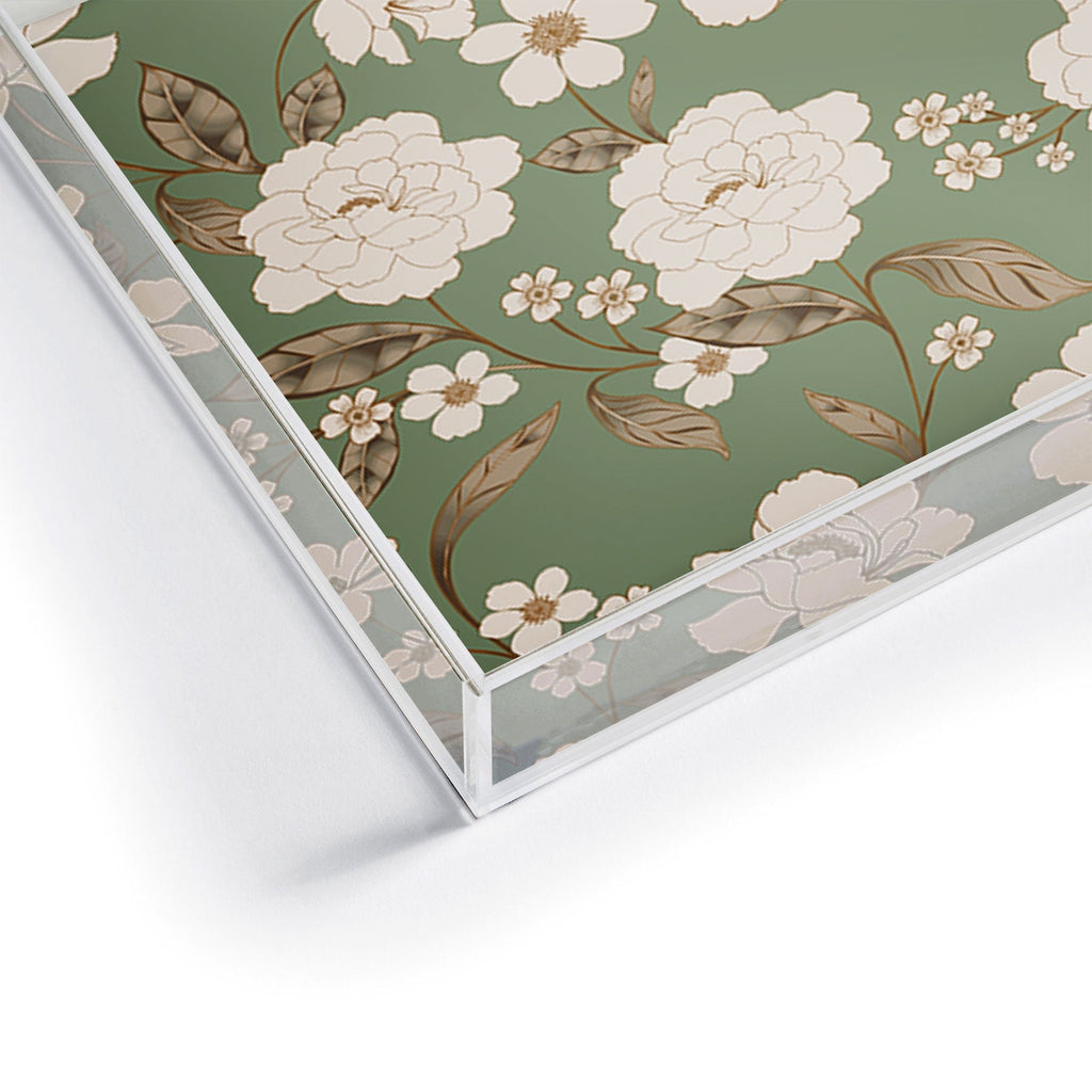 Gabriela Fuente Olive Floral Roberta Acrylic Tray
