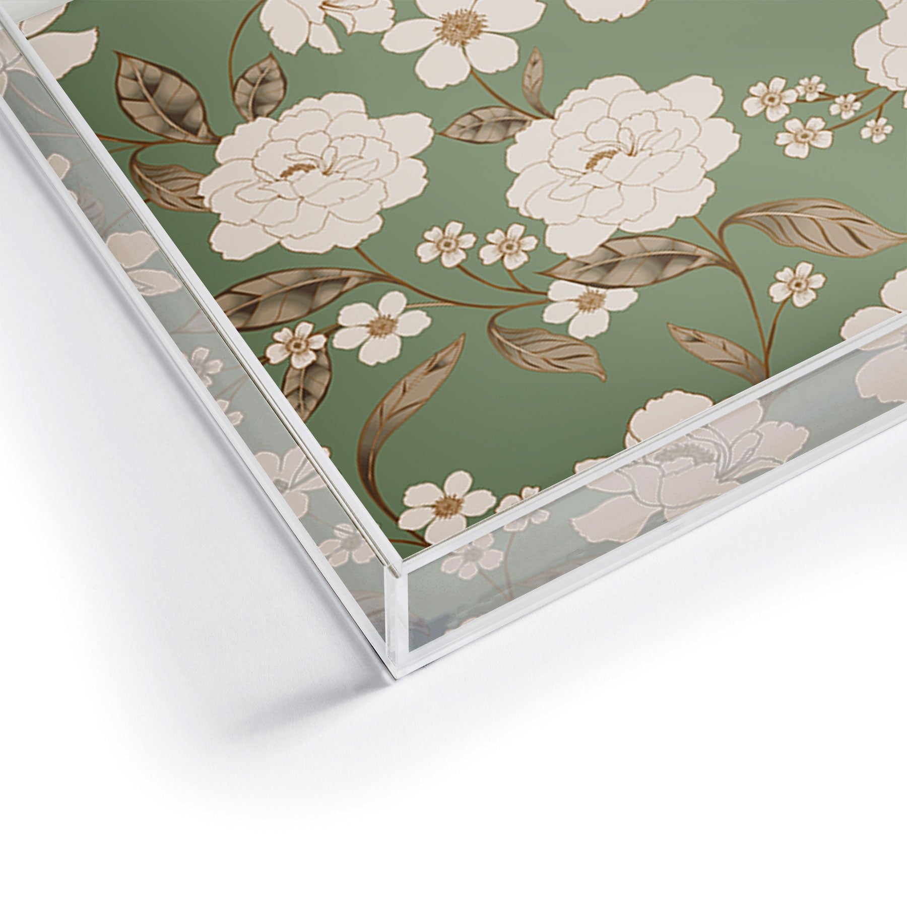 Gabriela Fuente Olive Floral Roberta Acrylic Tray