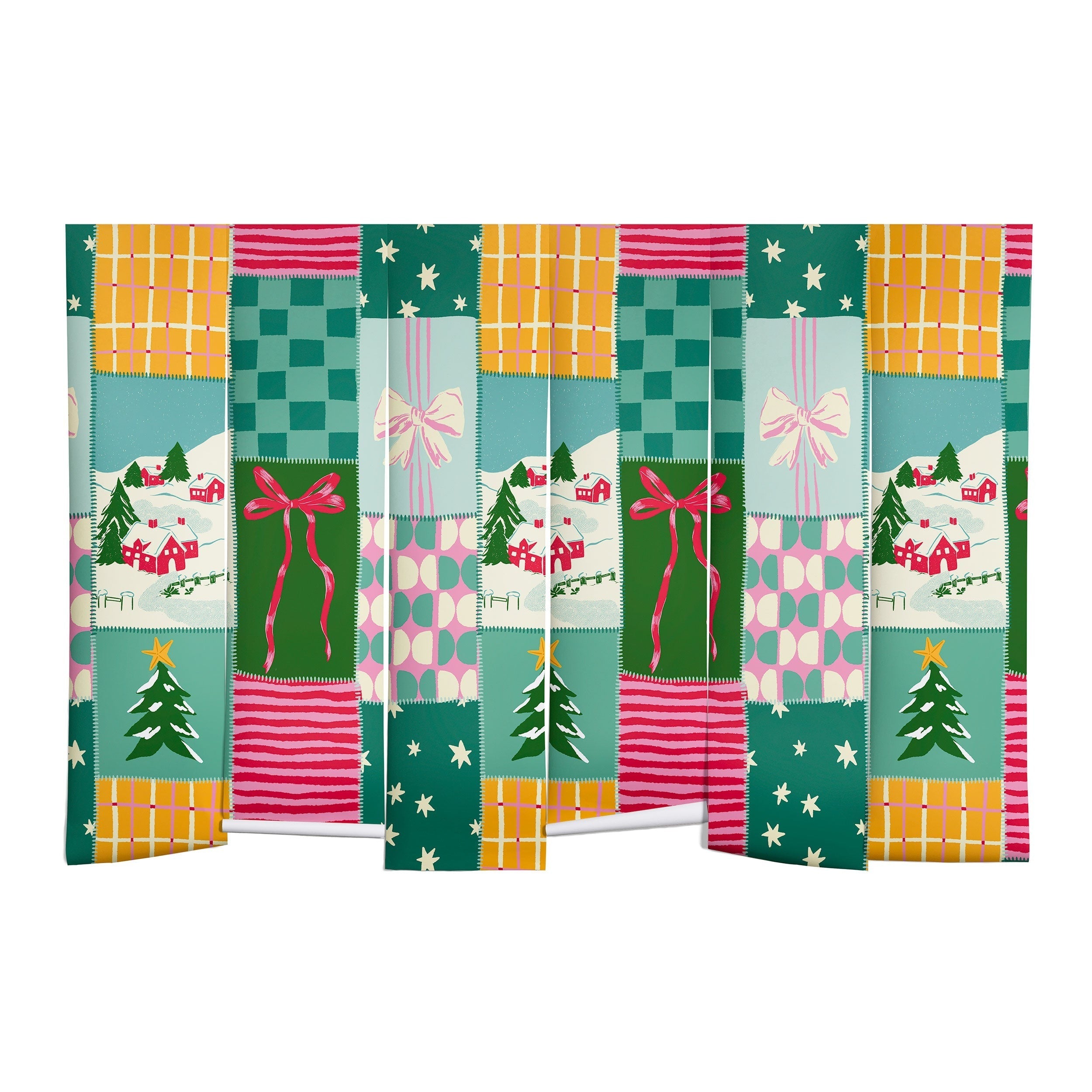 LouBruzzoni Cozy Christmas Patchwork Wall Mural