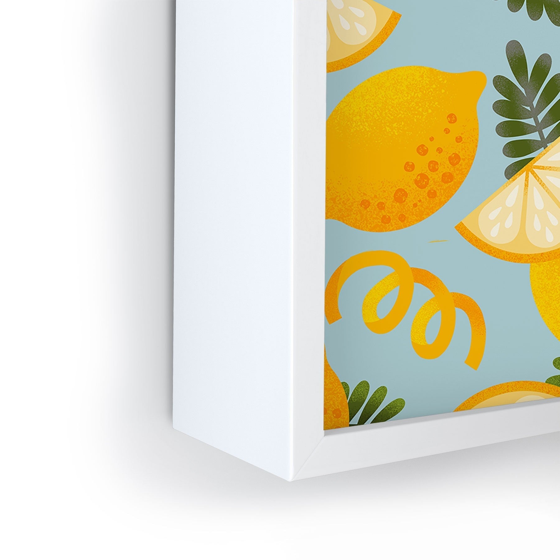 Jessica Molina Lemon Pattern on Sky Blue Framed Mini Art Print