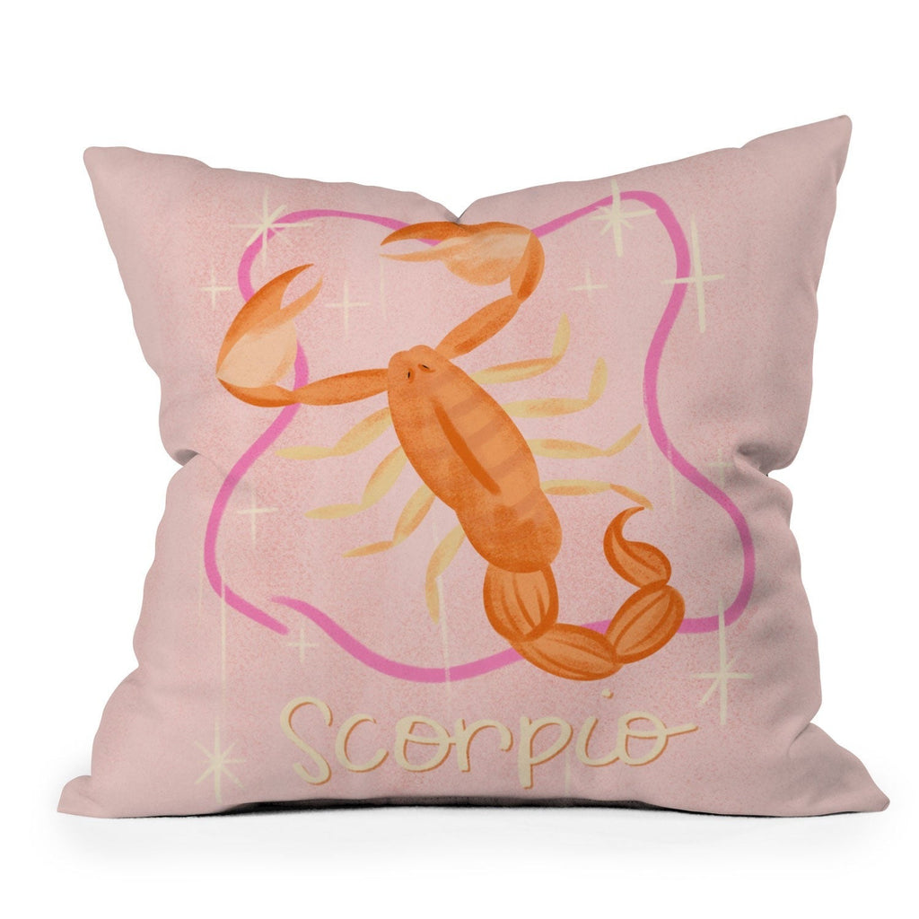 Little Om Zodiac Sign Scorpio Outdoor Throw Pillow
