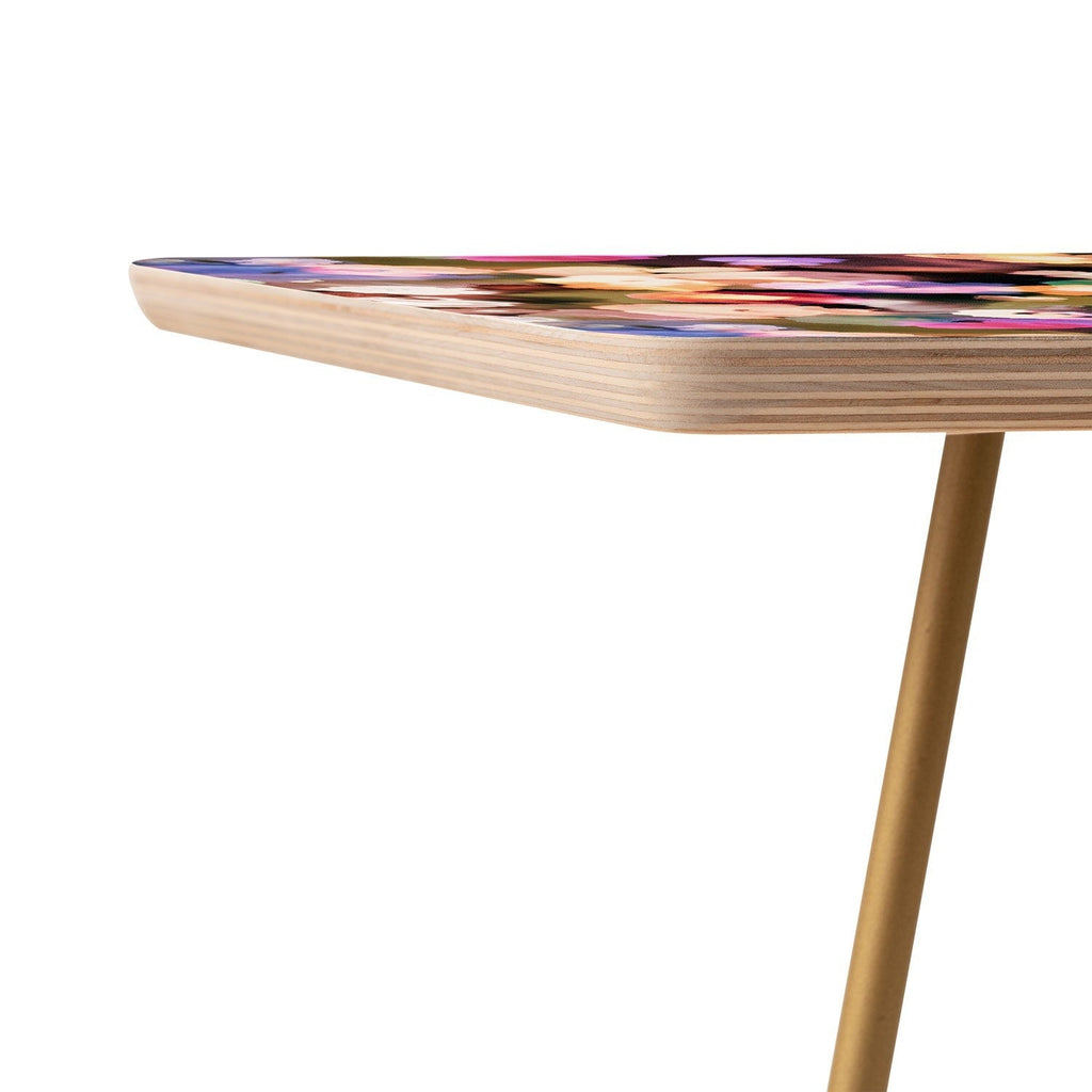 Ninola Design Botanic Retreat Ombre Abstract Watercolor Flowers Pink gold Side Table
