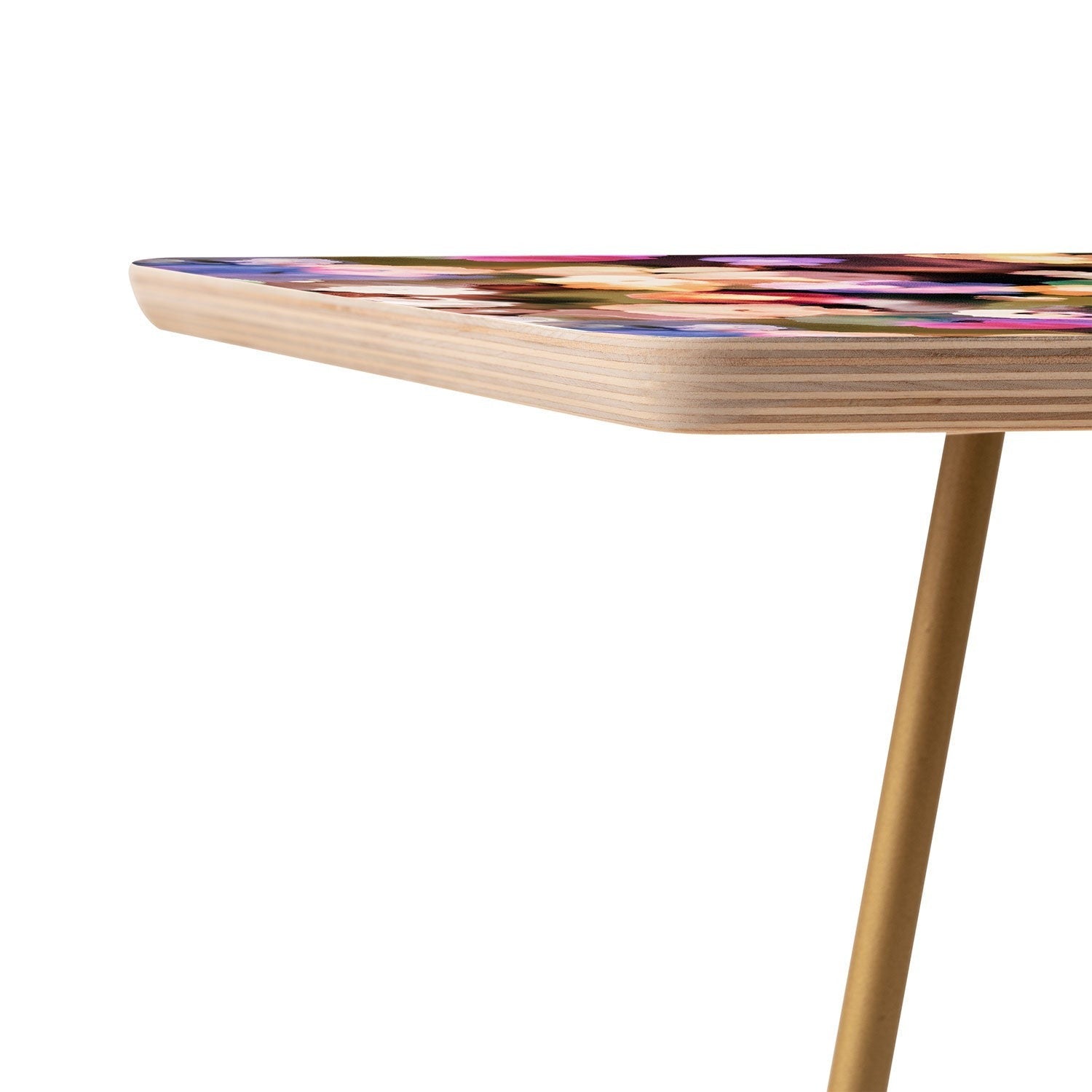 Ninola Design Botanic Retreat Ombre Abstract Watercolor Flowers Pink gold Side Table