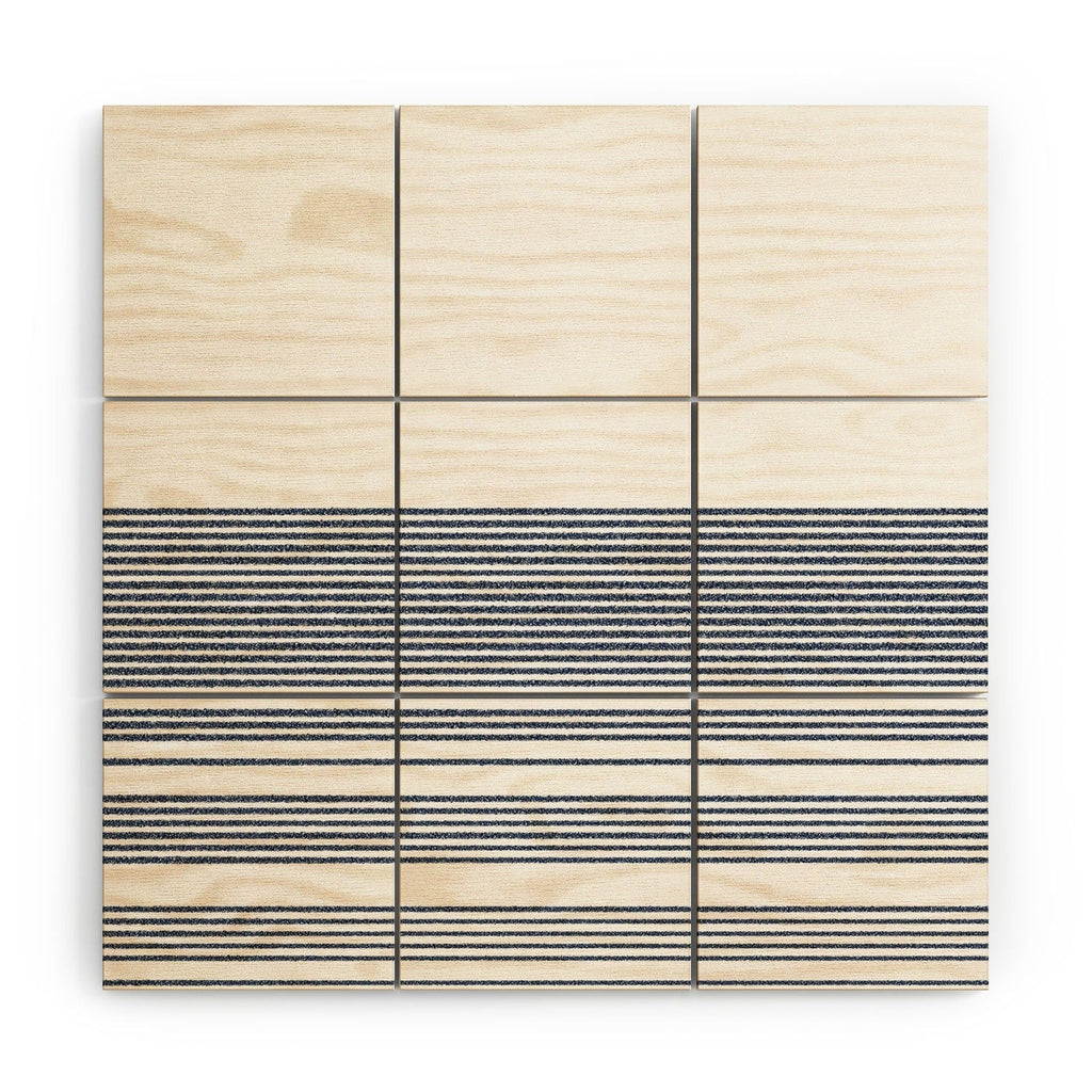 Kierkegaard Design Studio organic stripes naut navy blue and white Wood Wall Mural