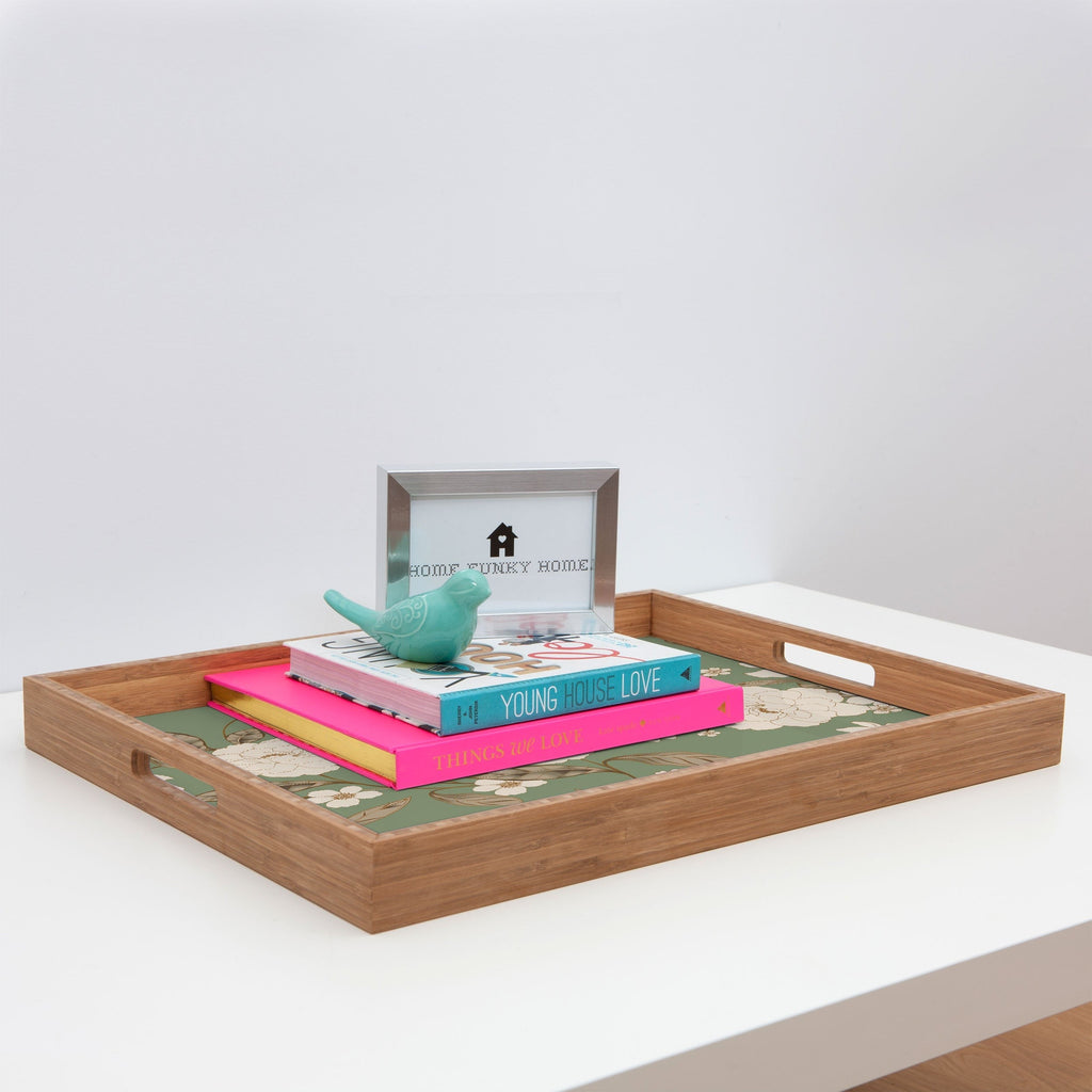 Gabriela Fuente Olive Floral Roberta Rectangular Tray
