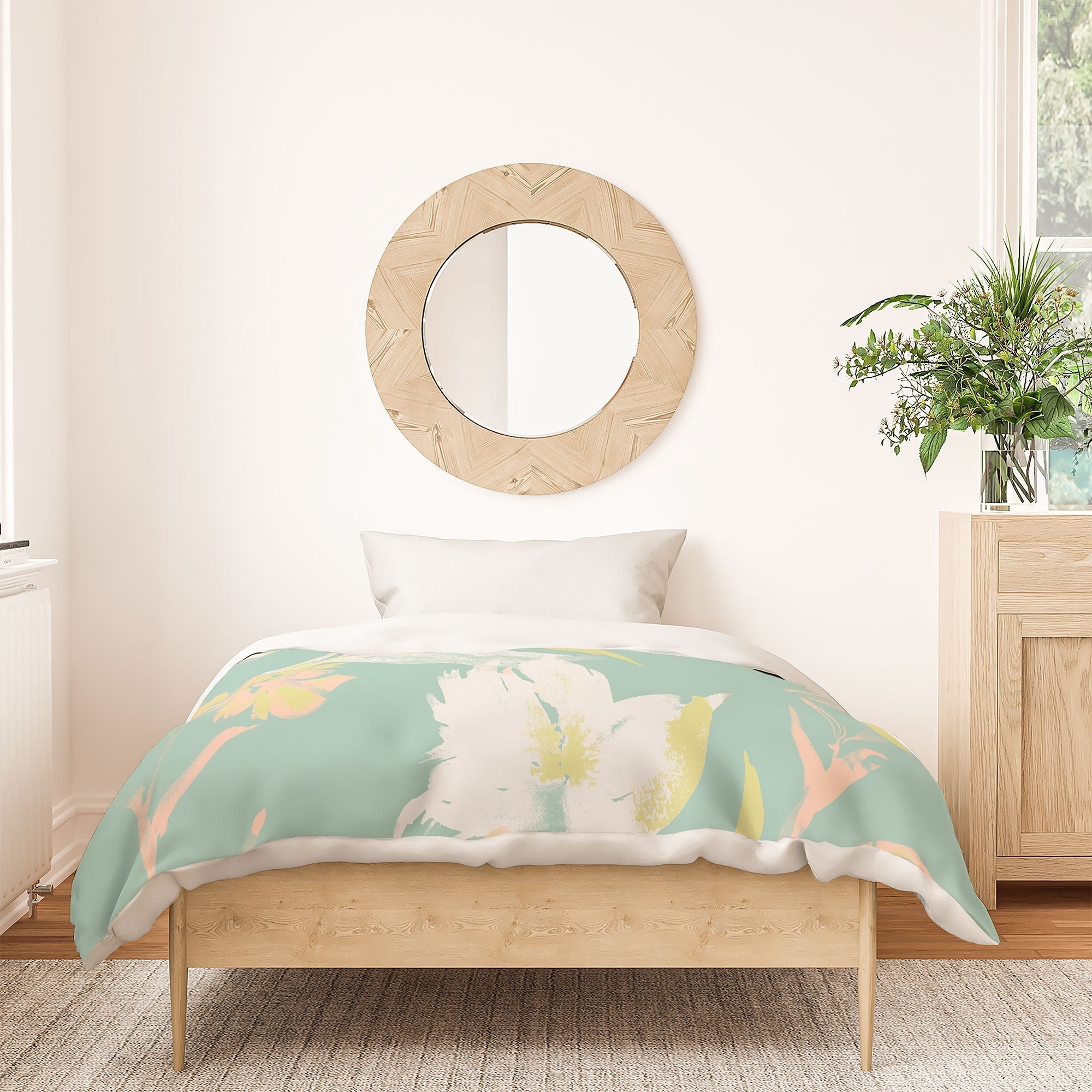 Gabriela Fuente Emma Floral Mint Duvet Cover