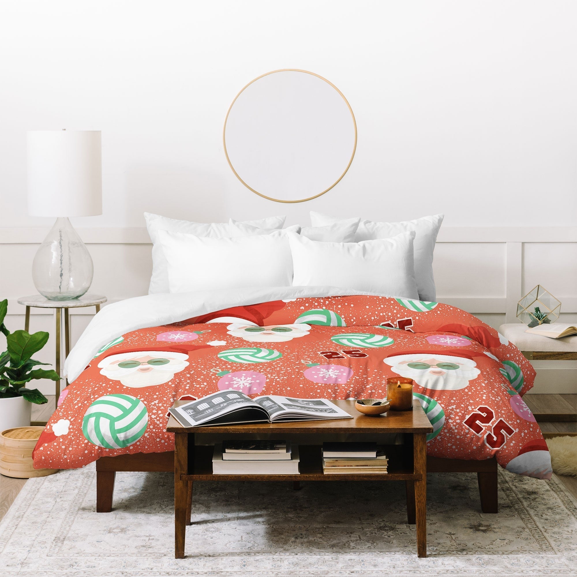 Design by Spark Sporty Volleyball Santa Duvet Cover