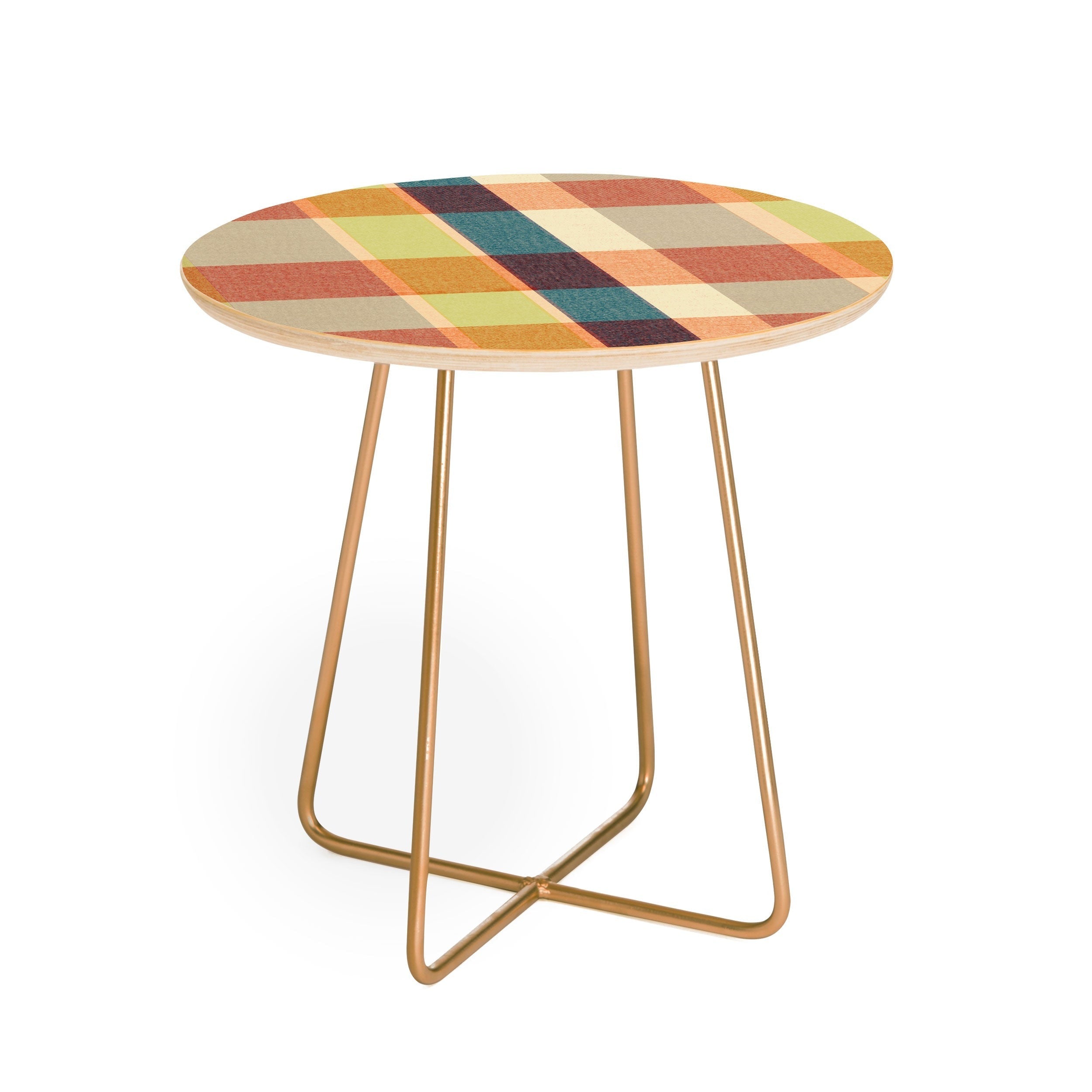 Marta Barragan Camarasa Retro Picnic Plaid Warm Tones Round Side Table