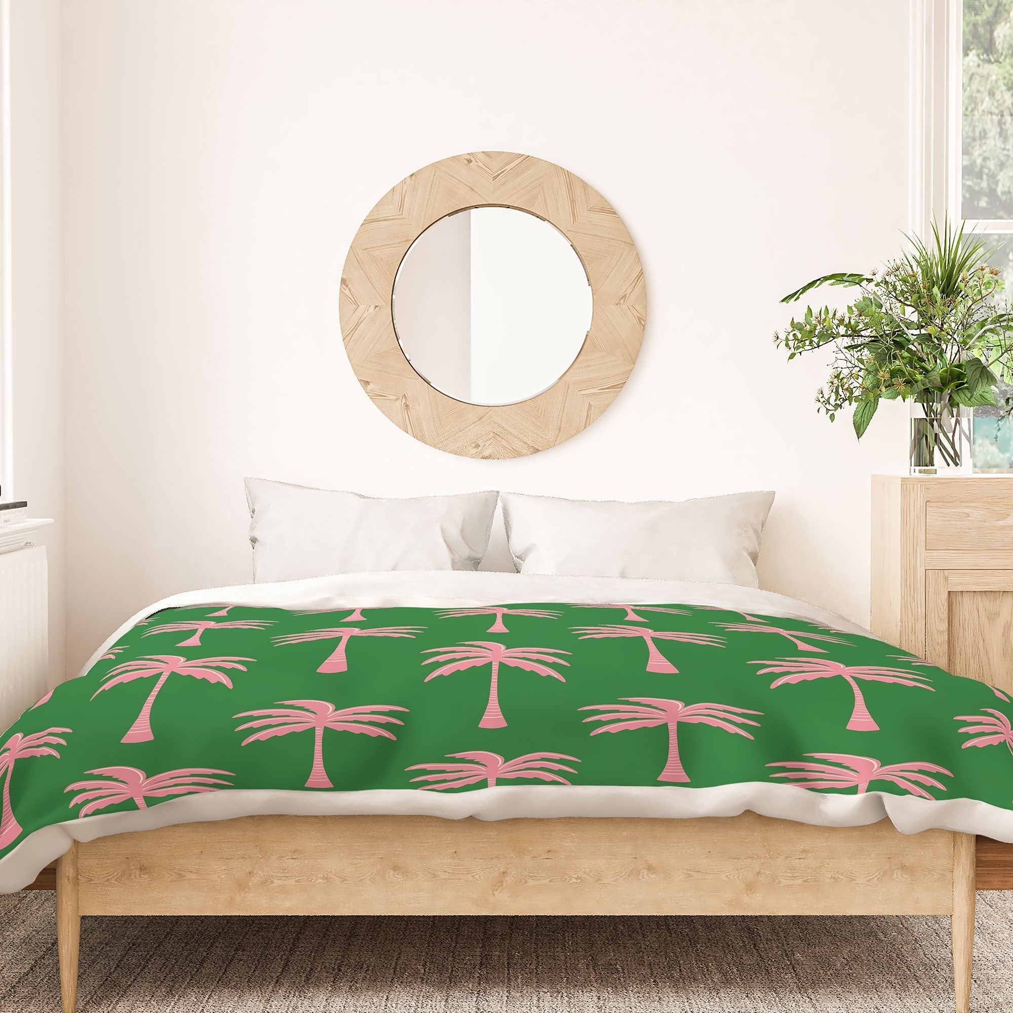 Design by Spark Pink Palm Tree Oasis Duvet Cover