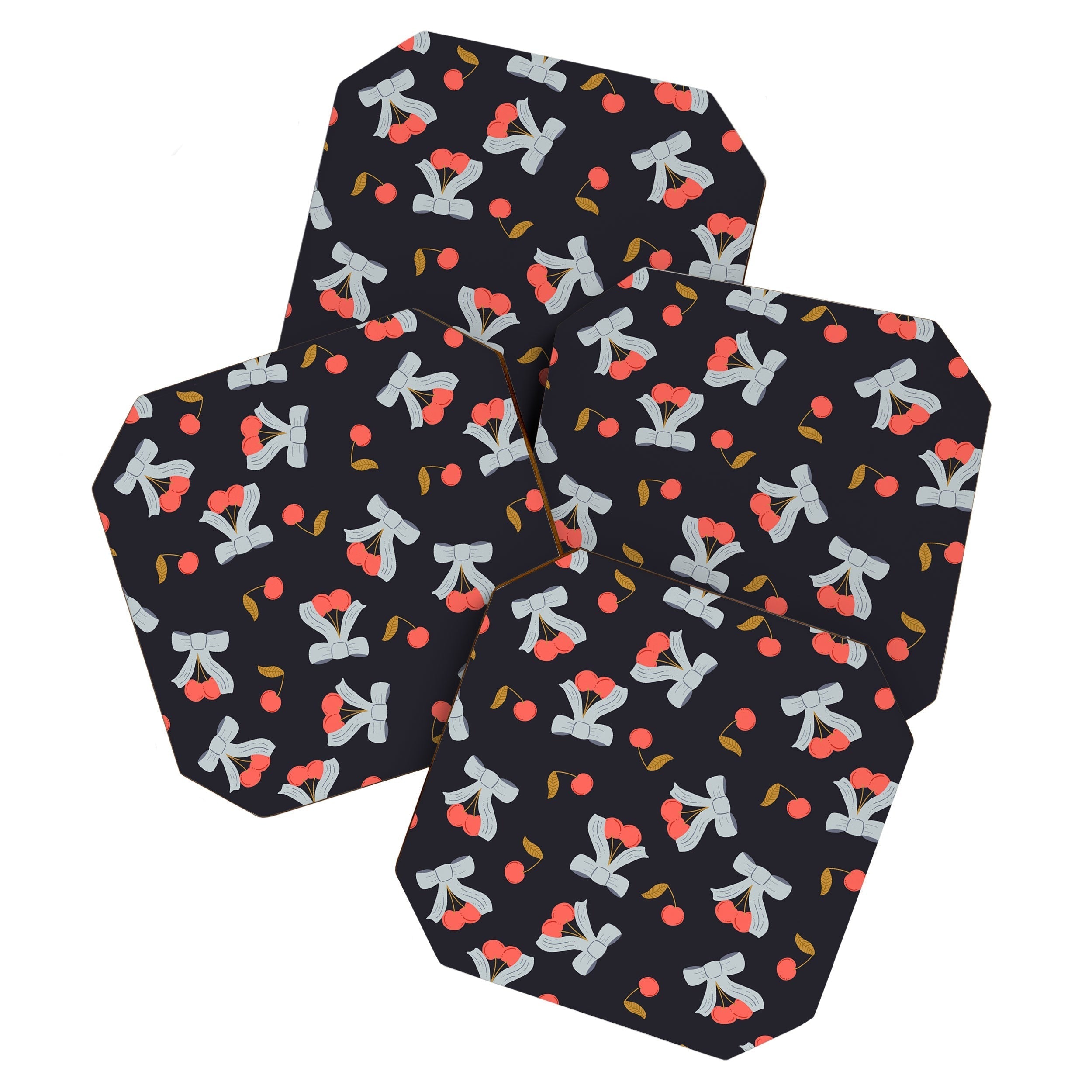 Jennifer Labre Cherries and Bows Coaster Set