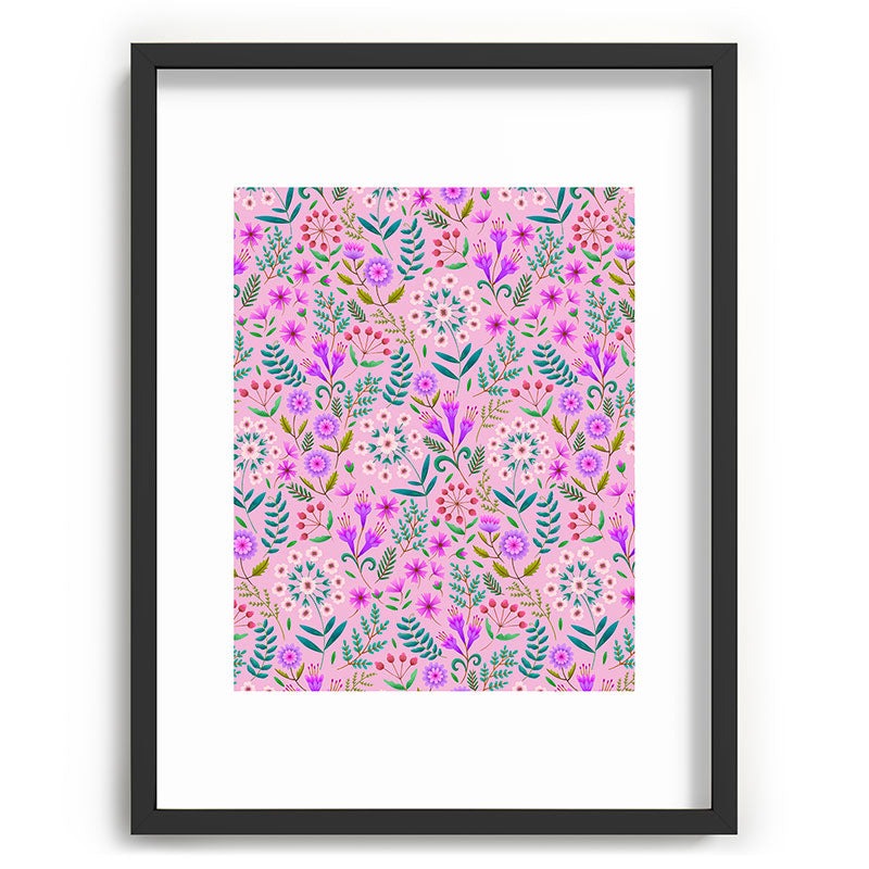 Pimlada Phuapradit Ditsy Purple Floral Half Drop Recessed Framing Rectangle