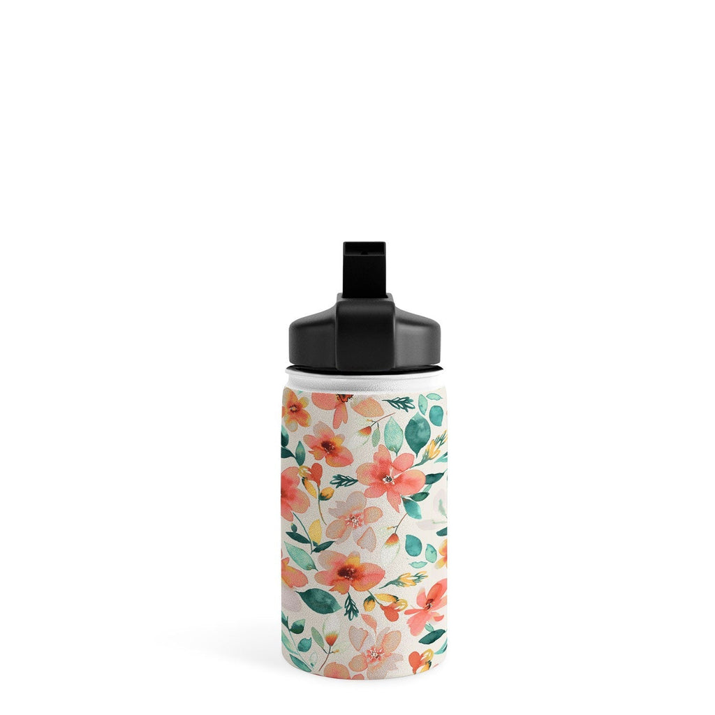 Ninola Design Botanic Retreat Tropical Whimsical Flowers Coral Green Water Bottle