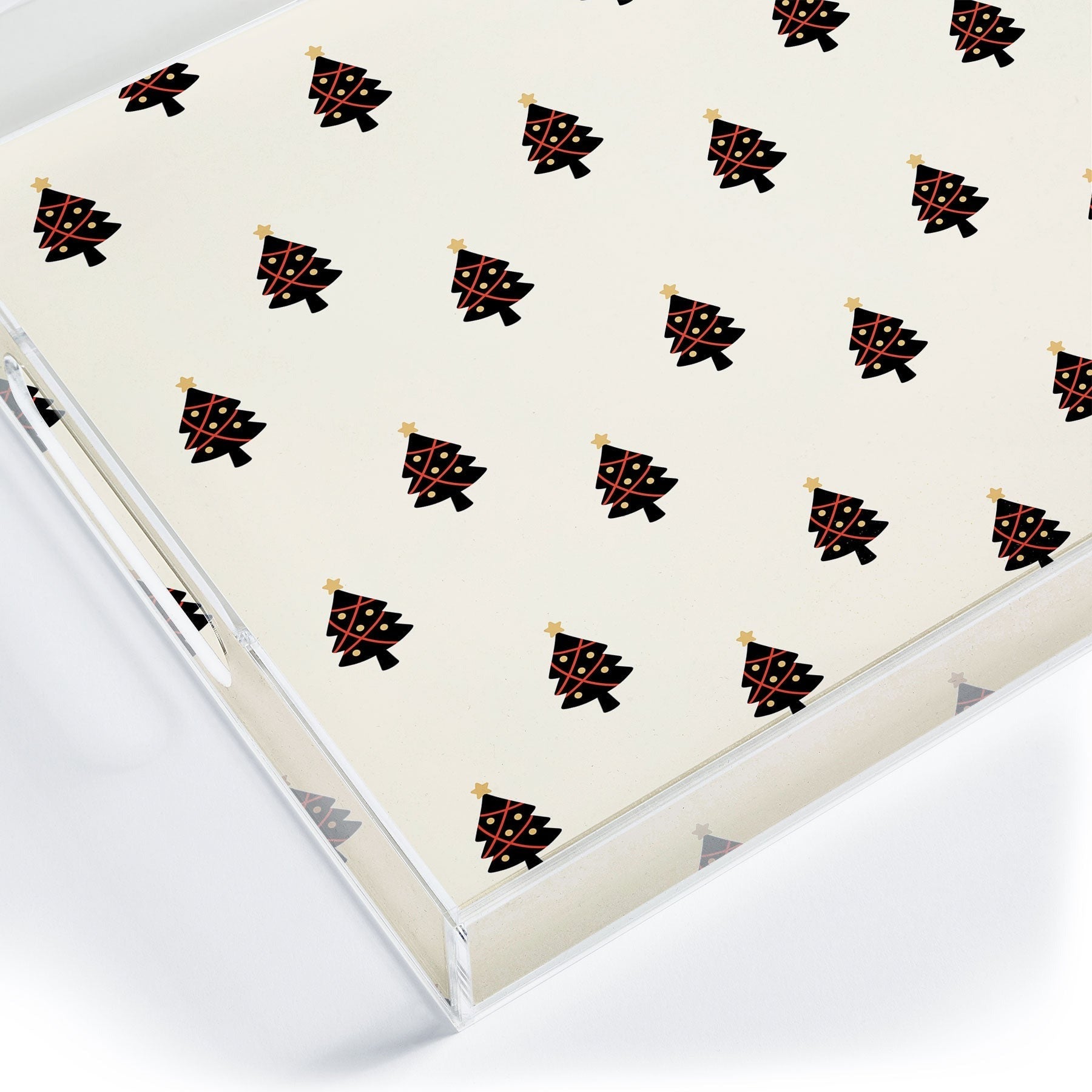 Design by Spark Black And Gold Christmas Tree Acrylic Tray