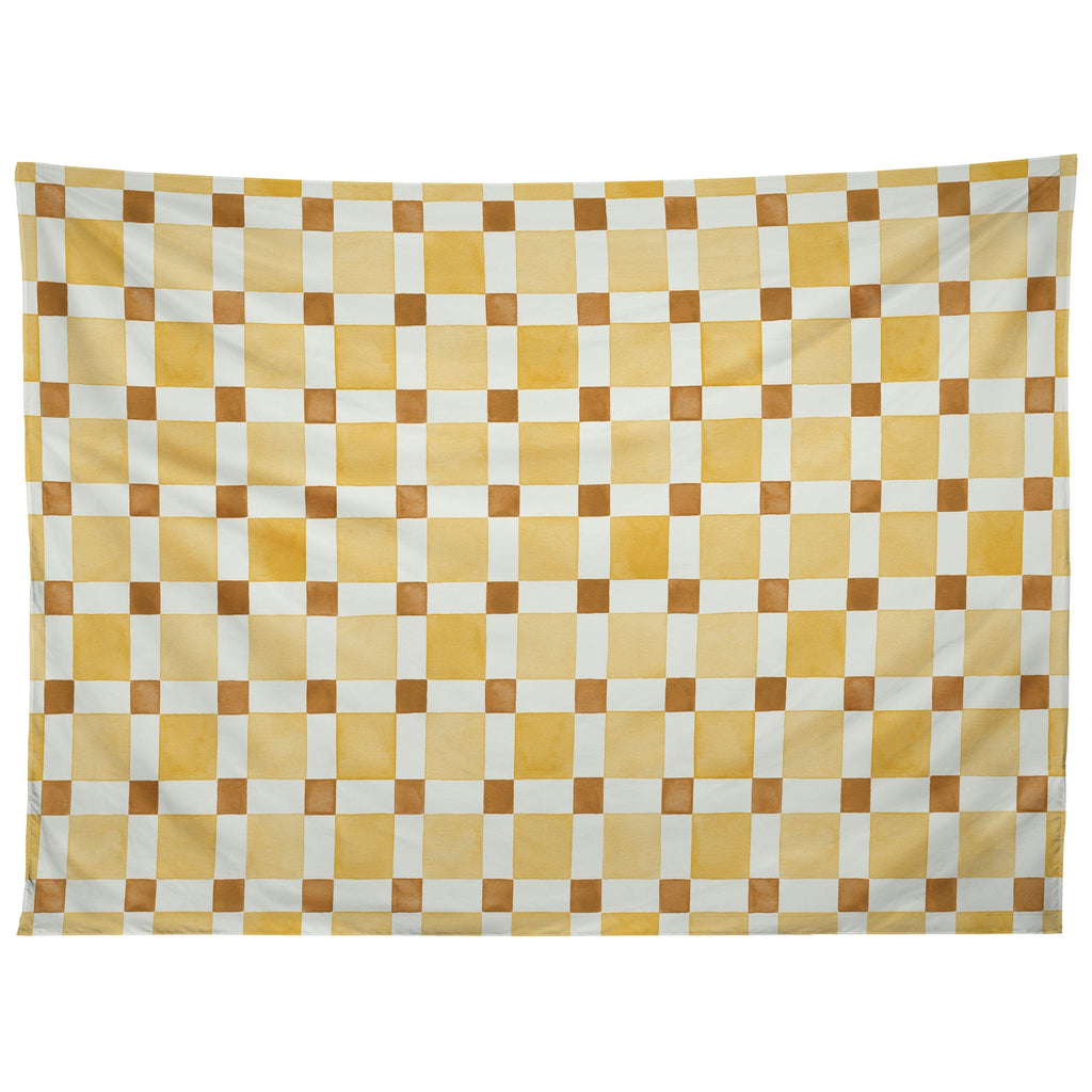 Ninola Design Everyday Artifact Checker Mosaic Tiles Geometry Yellow Tapestry