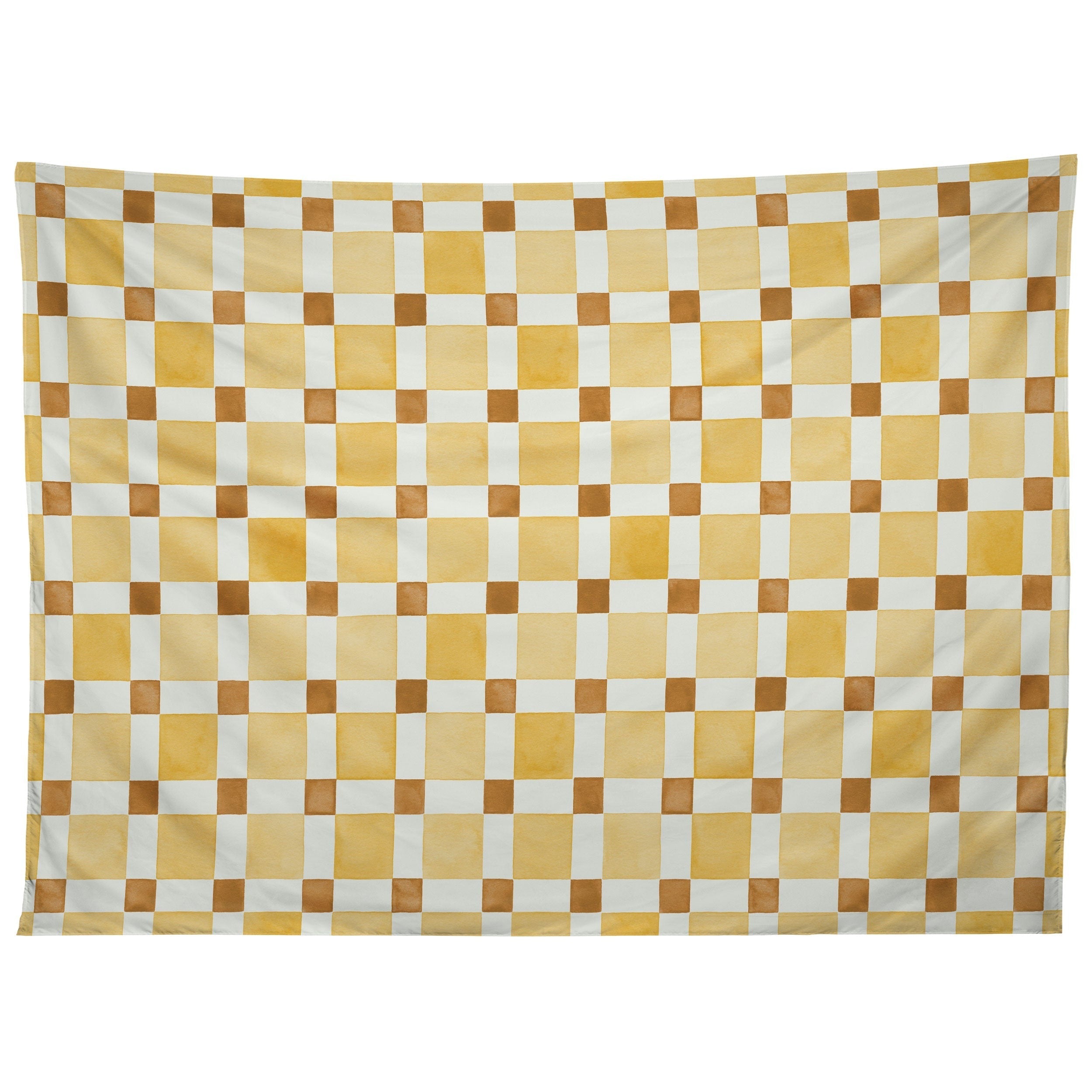 Ninola Design Everyday Artifact Checker Mosaic Tiles Geometry Yellow Tapestry