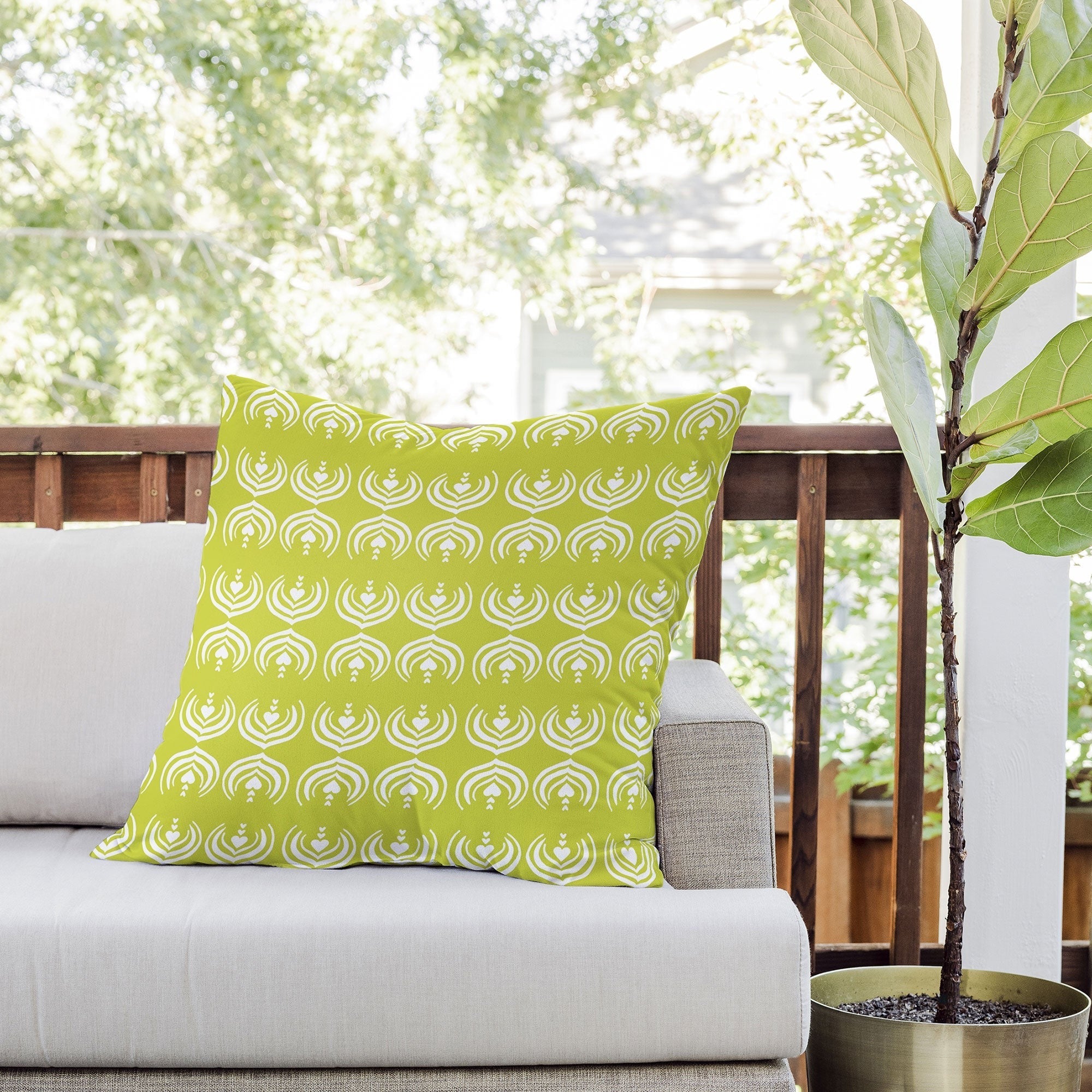 Design by Spark Matcha Latte Art Outdoor Throw Pillow