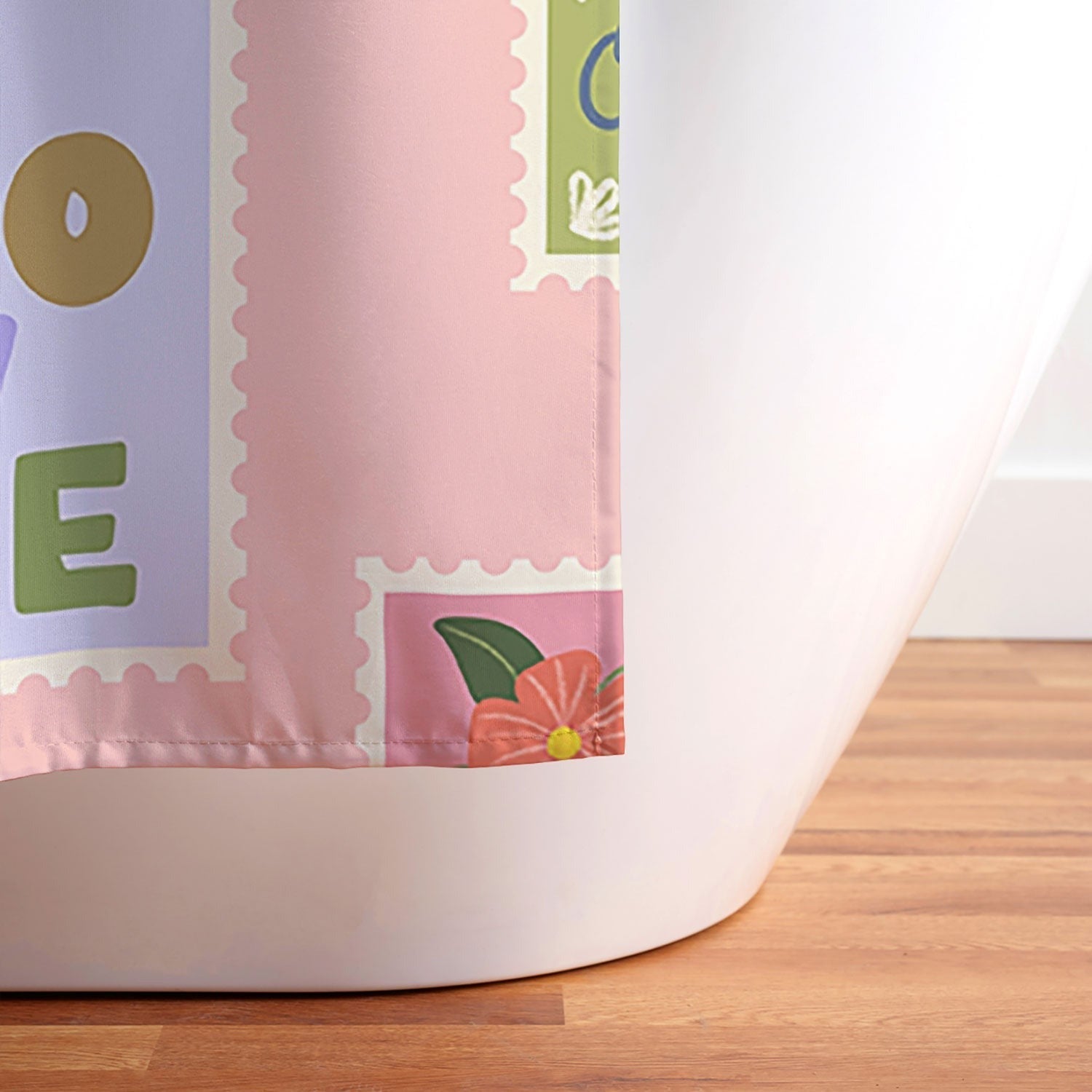Design by Spark Love Human Made Stamps Shower Curtain