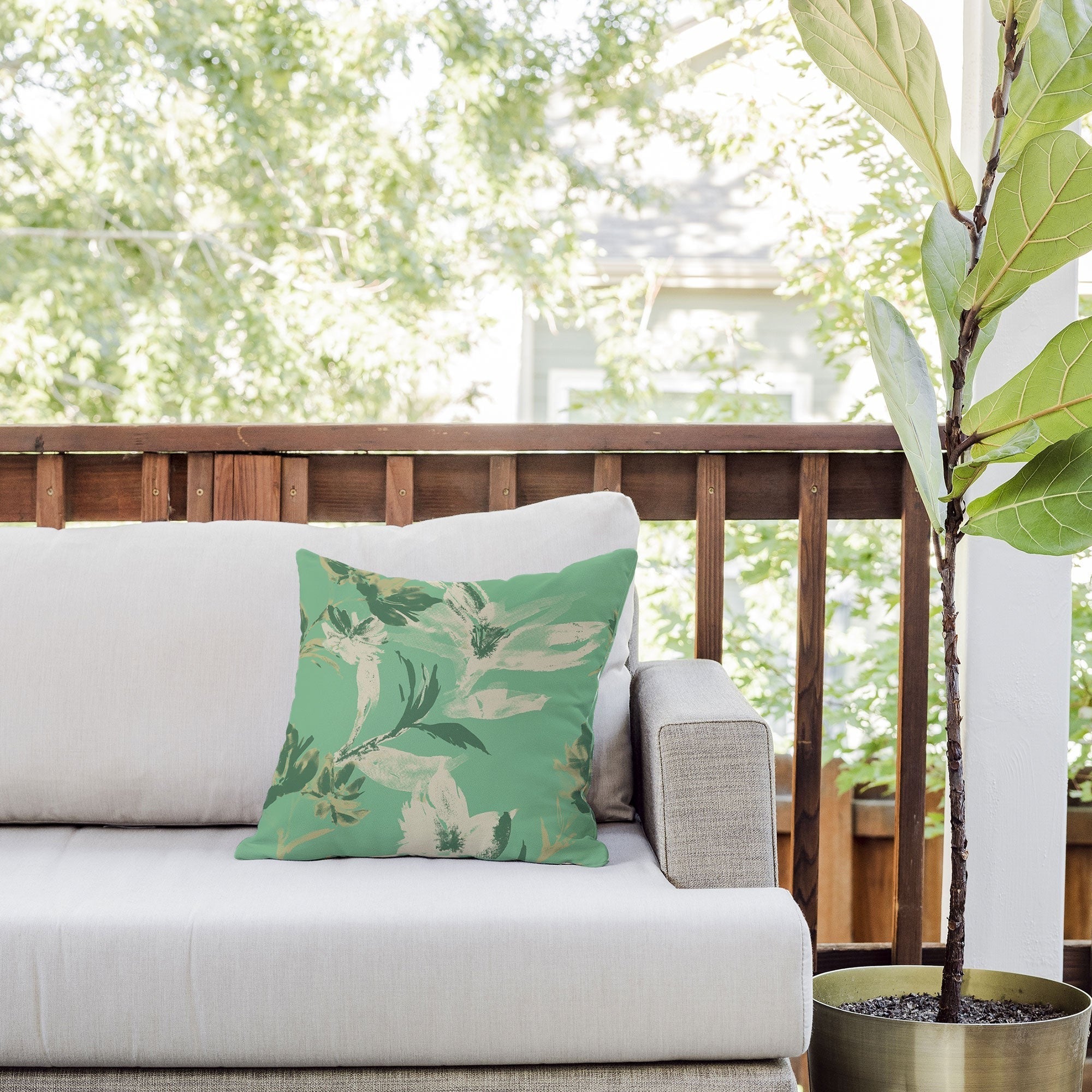 Gabriela Fuente Emma Green Outdoor Throw Pillow