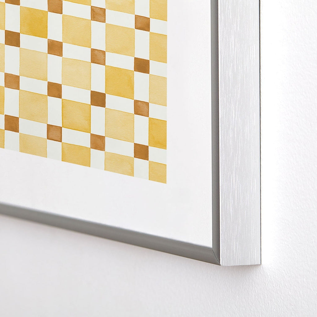 Ninola Design Everyday Artifact Checker Mosaic Tiles Geometry Yellow Metal Framed Art Print