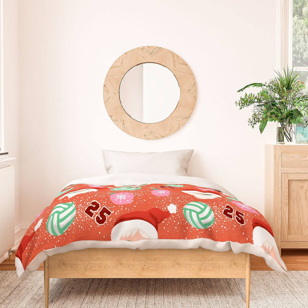 Design by Spark Sporty Volleyball Santa Duvet Cover