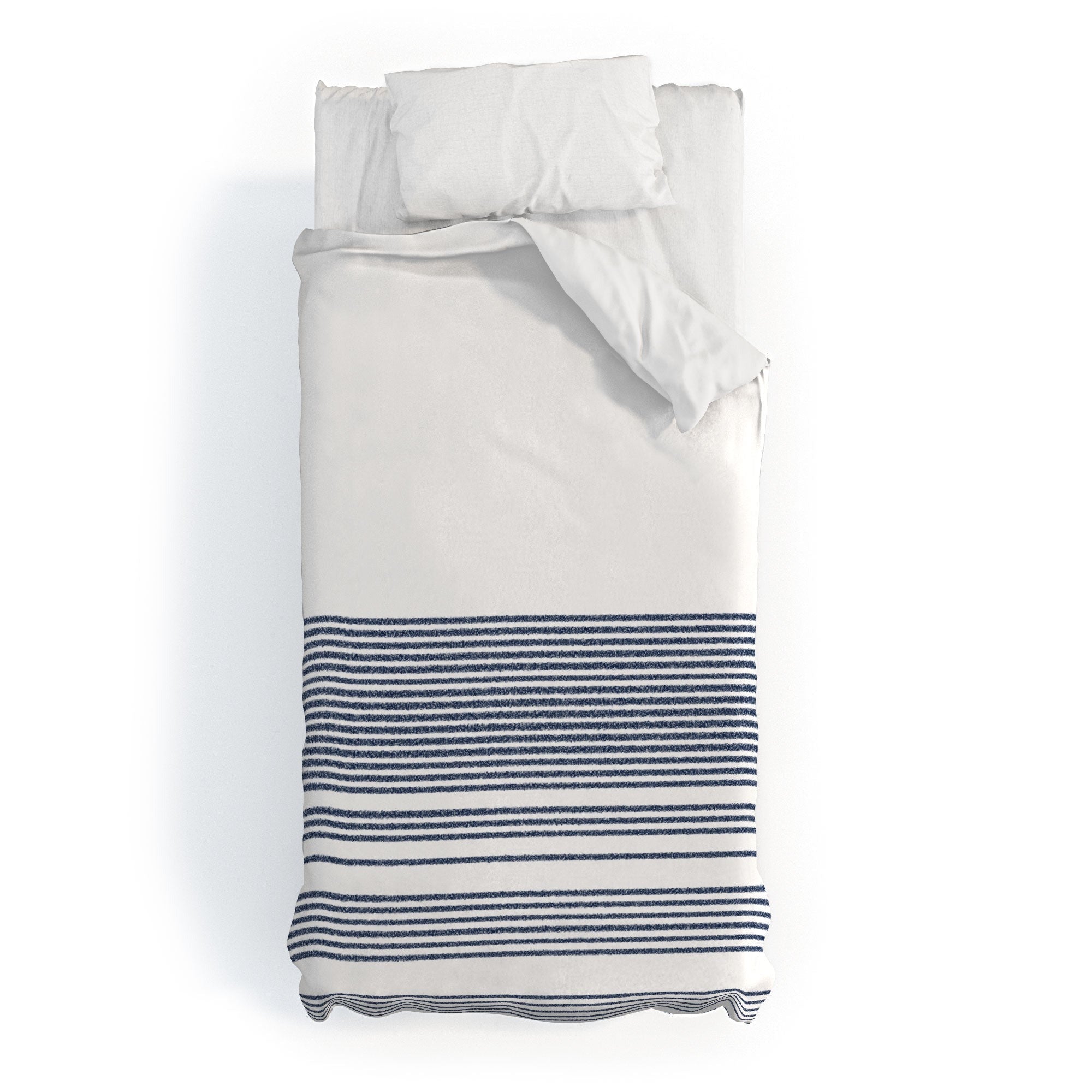 Kierkegaard Design Studio organic stripes naut navy blue and white Duvet Cover