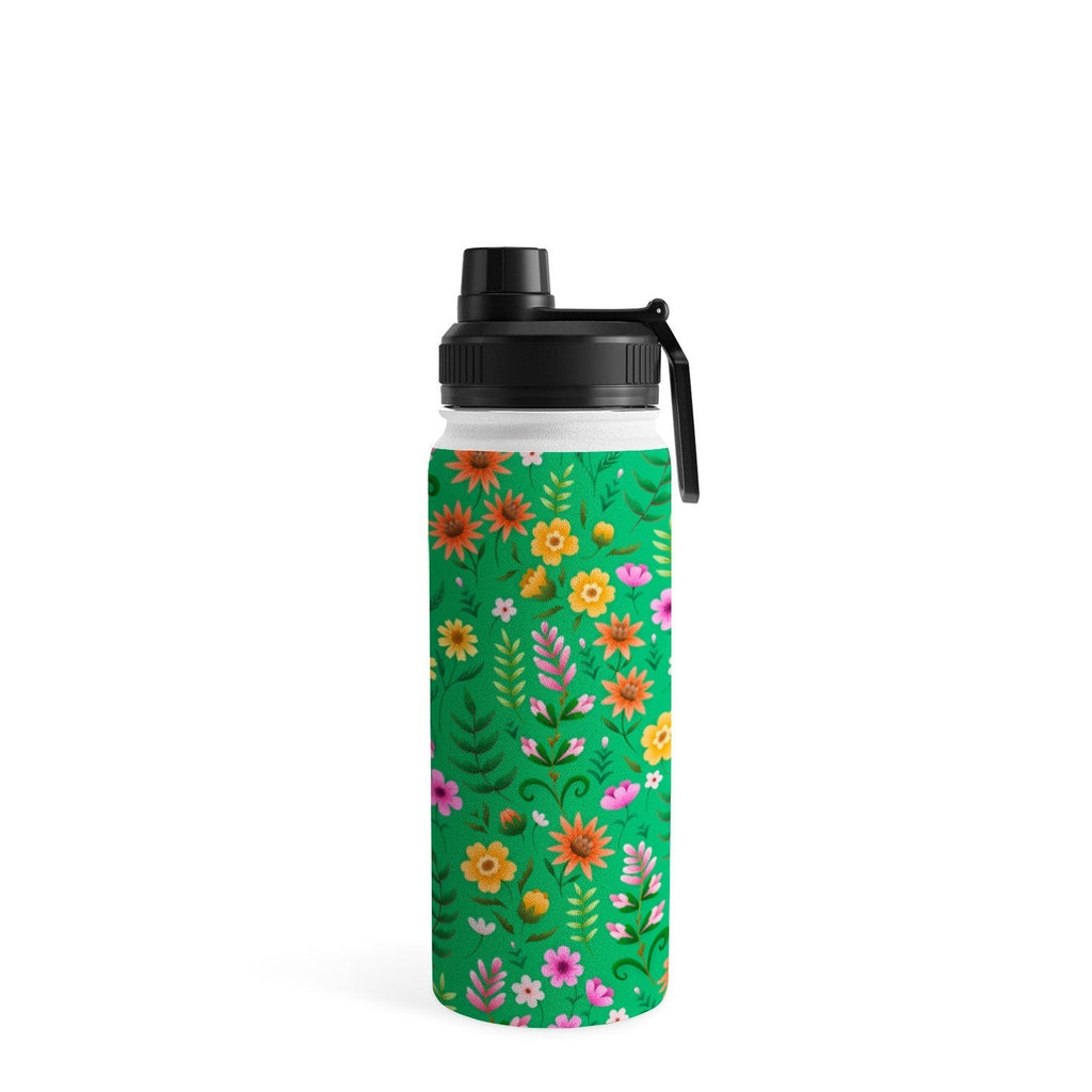 Pimlada Phuapradit Ditsy Spring Floral Green Water Bottle