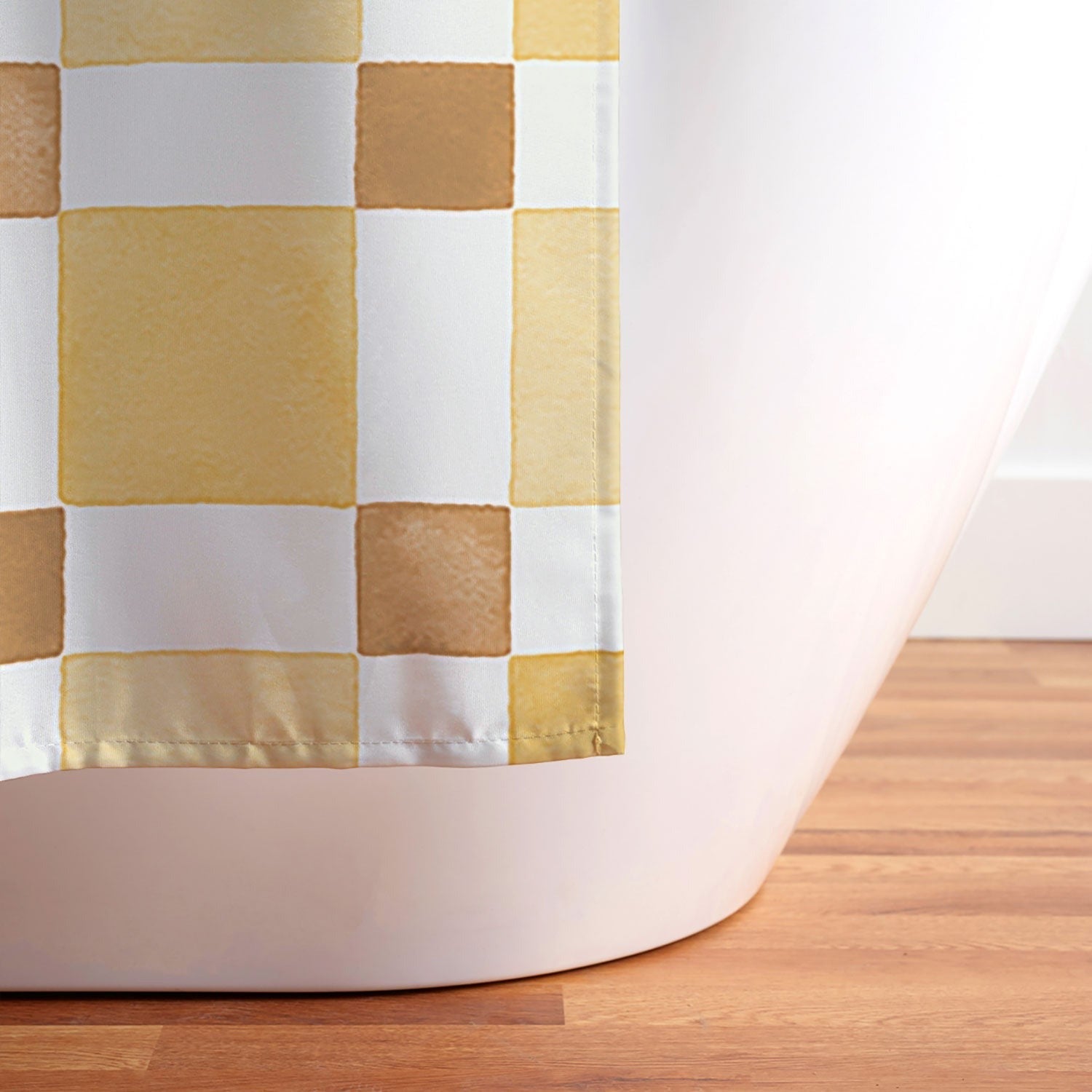 Ninola Design Everyday Artifact Checker Mosaic Tiles Geometry Yellow Shower Curtain