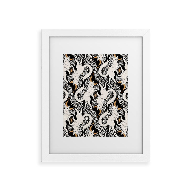 Avenie Celestial Cats Gold Framed Art Print