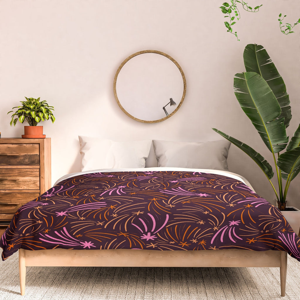 Little Om Pattern Shooting Stars plum Comforter