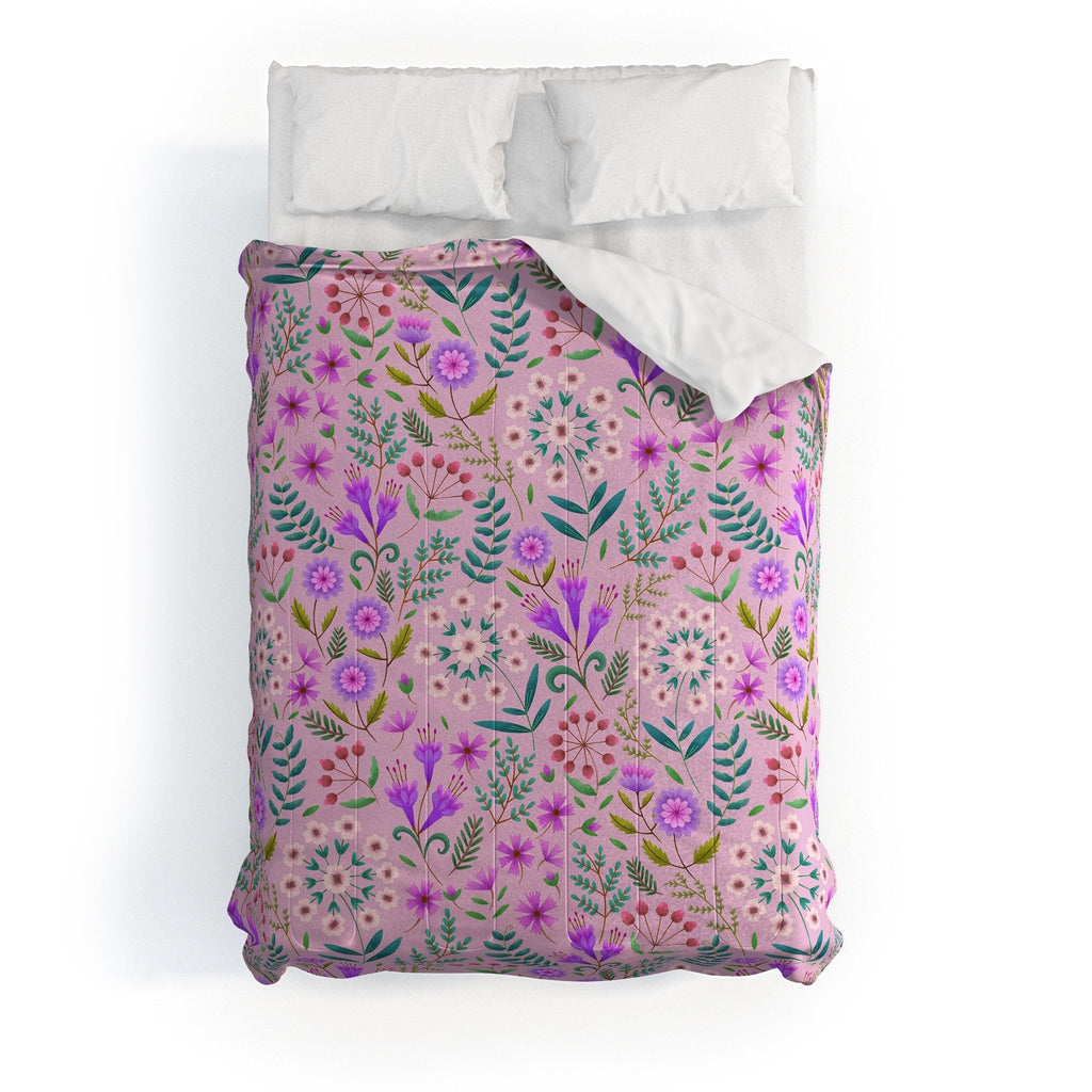 Pimlada Phuapradit Ditsy Purple Floral Half Drop Comforter
