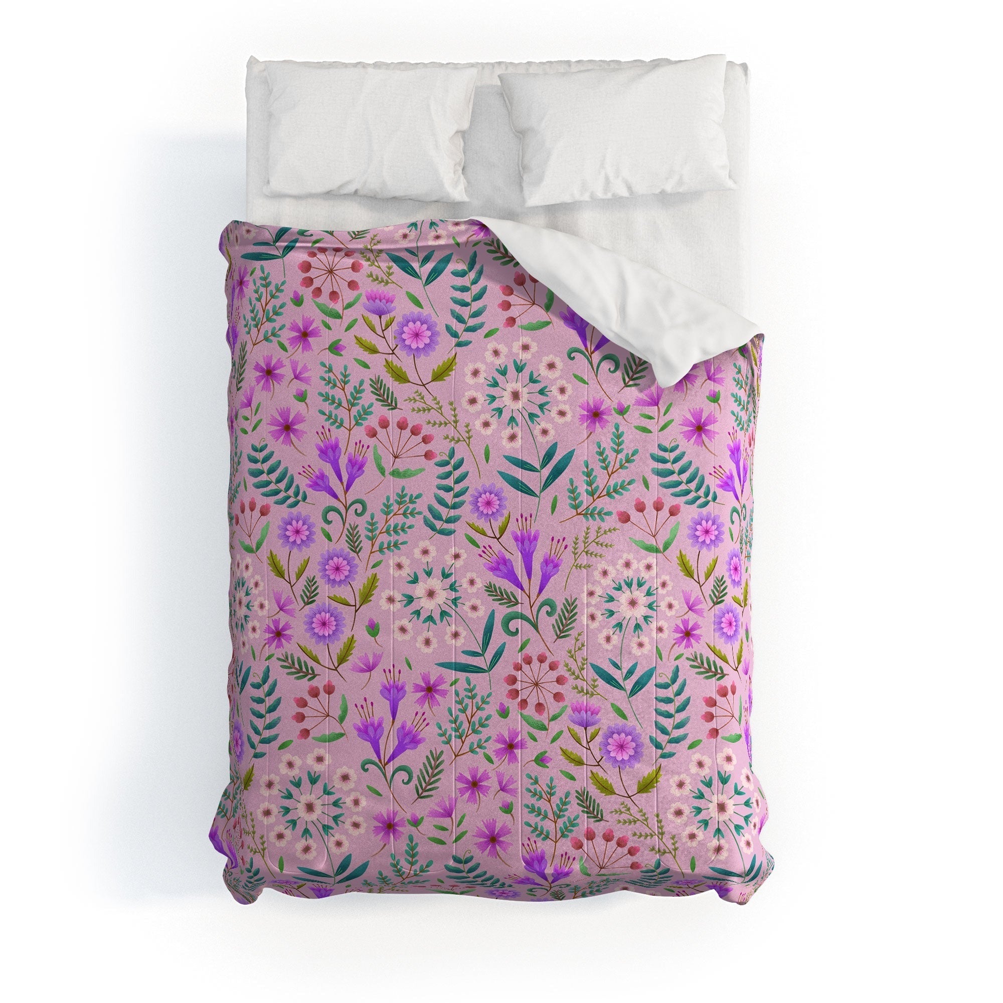 Pimlada Phuapradit Ditsy Purple Floral Half Drop Comforter