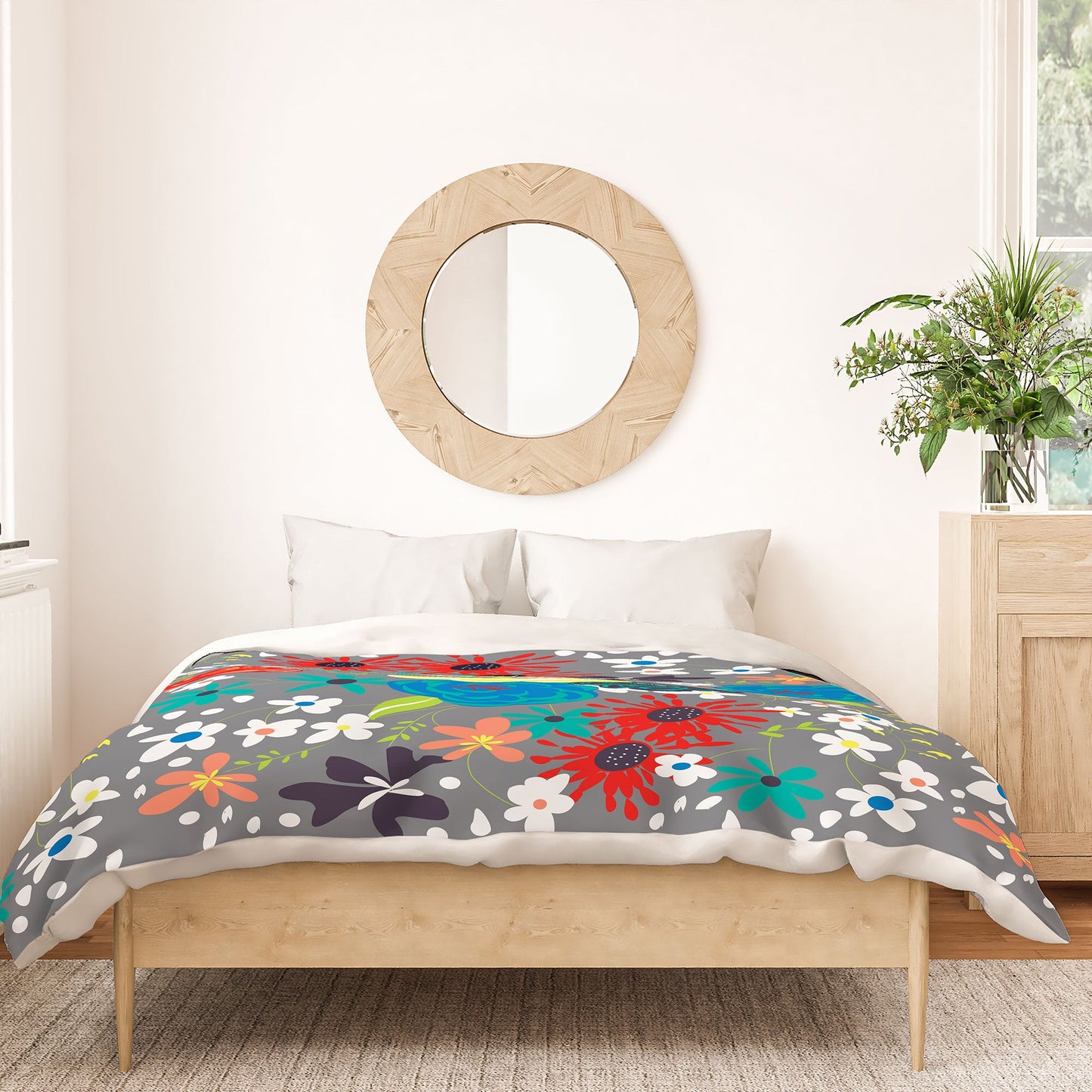 Vy La Bloomimg Love Gray Duvet Cover