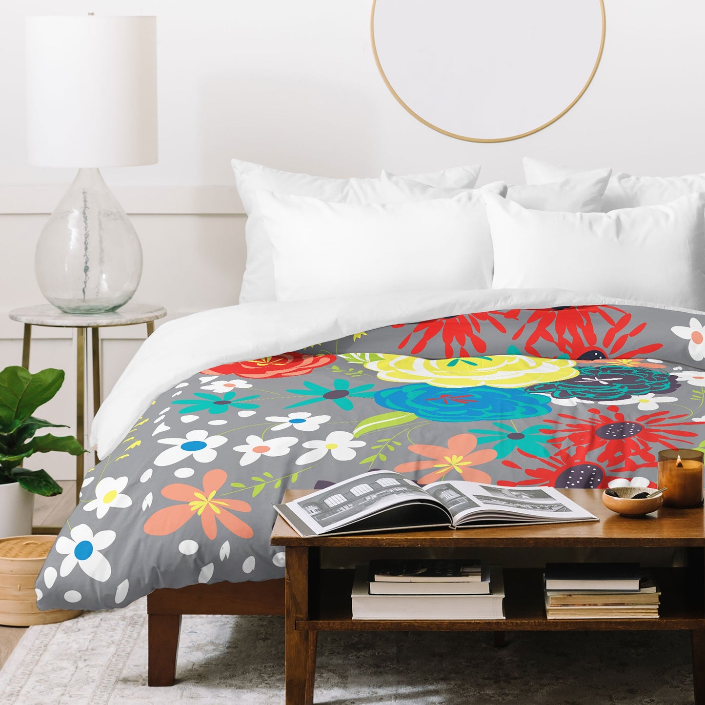 Vy La Bloomimg Love Gray Duvet Cover