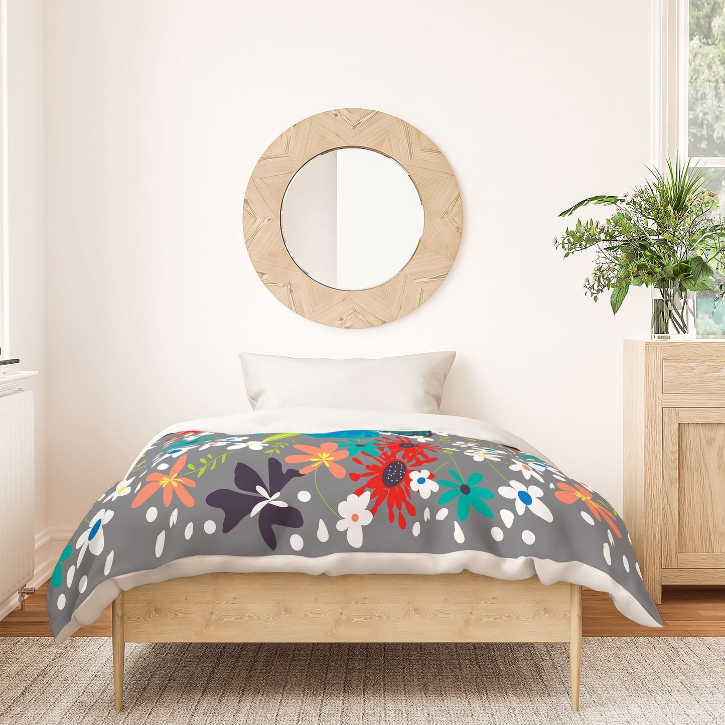 Vy La Bloomimg Love Gray Duvet Cover