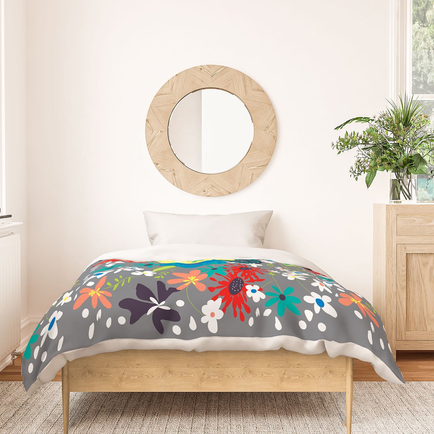 Vy La Bloomimg Love Gray Duvet Cover