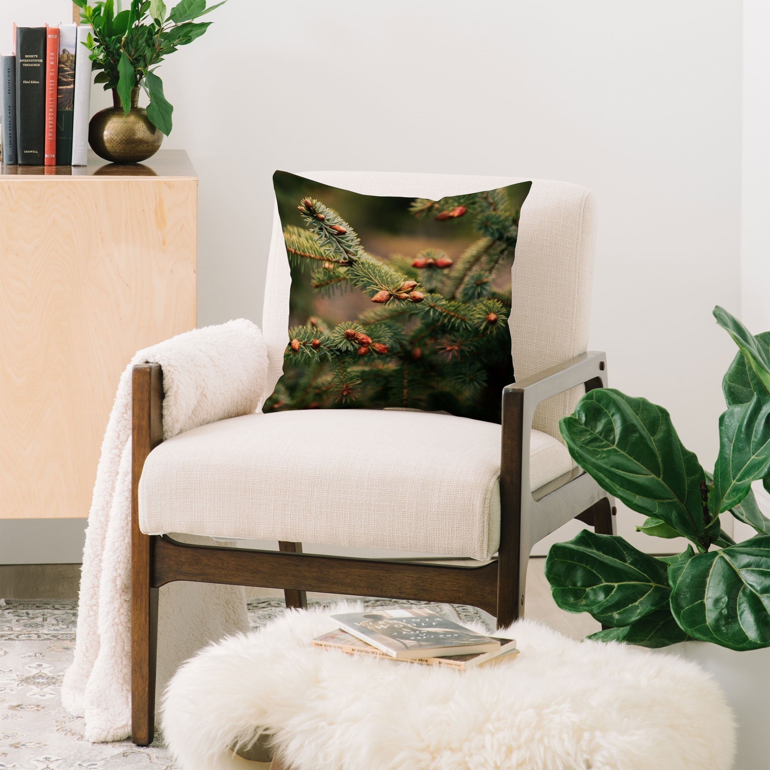Hannah Kemp Spruce Tips Throw Pillow