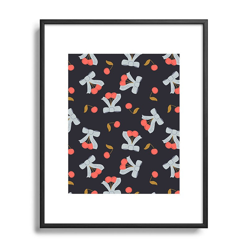 Jennifer Labre Cherries and Bows Metal Framed Art Print