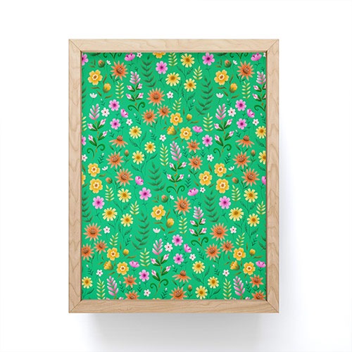 Pimlada Phuapradit Ditsy Spring Floral Green Framed Mini Art Print