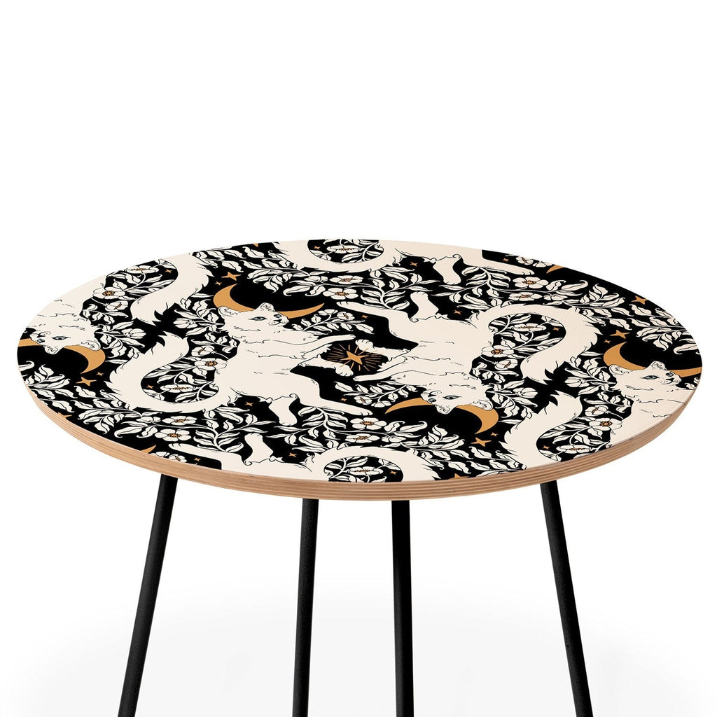 Avenie Celestial Cats Gold Round Side Table
