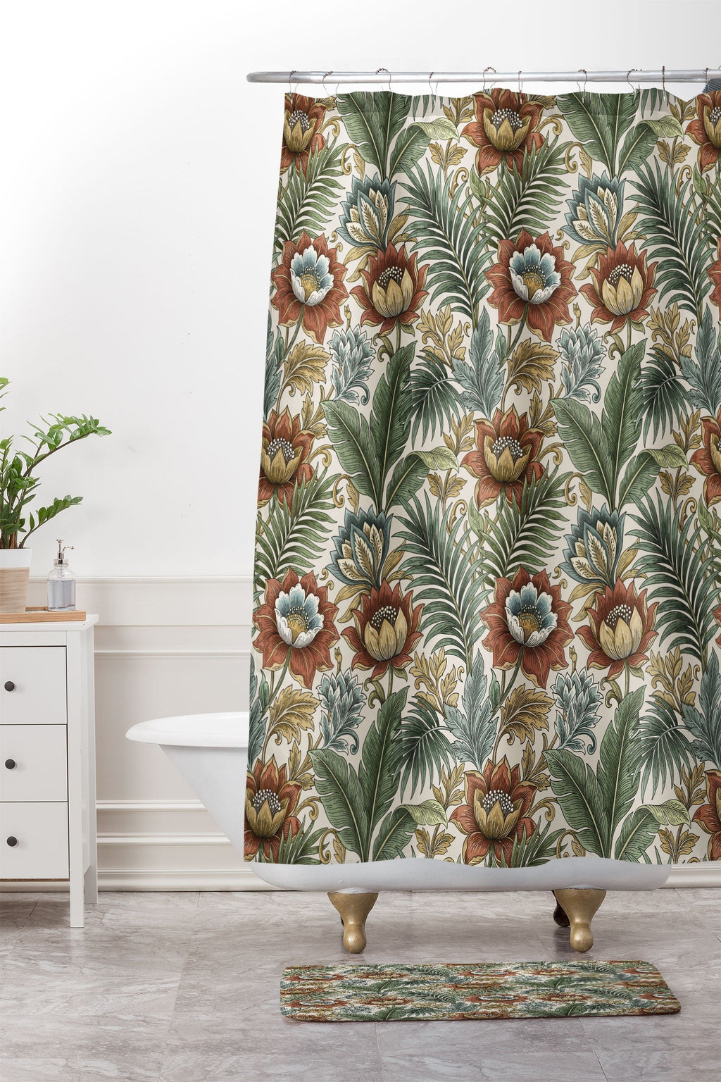 Marta Barragan Camarasa Retro Jungle Garden Memory Foam Bath Mat