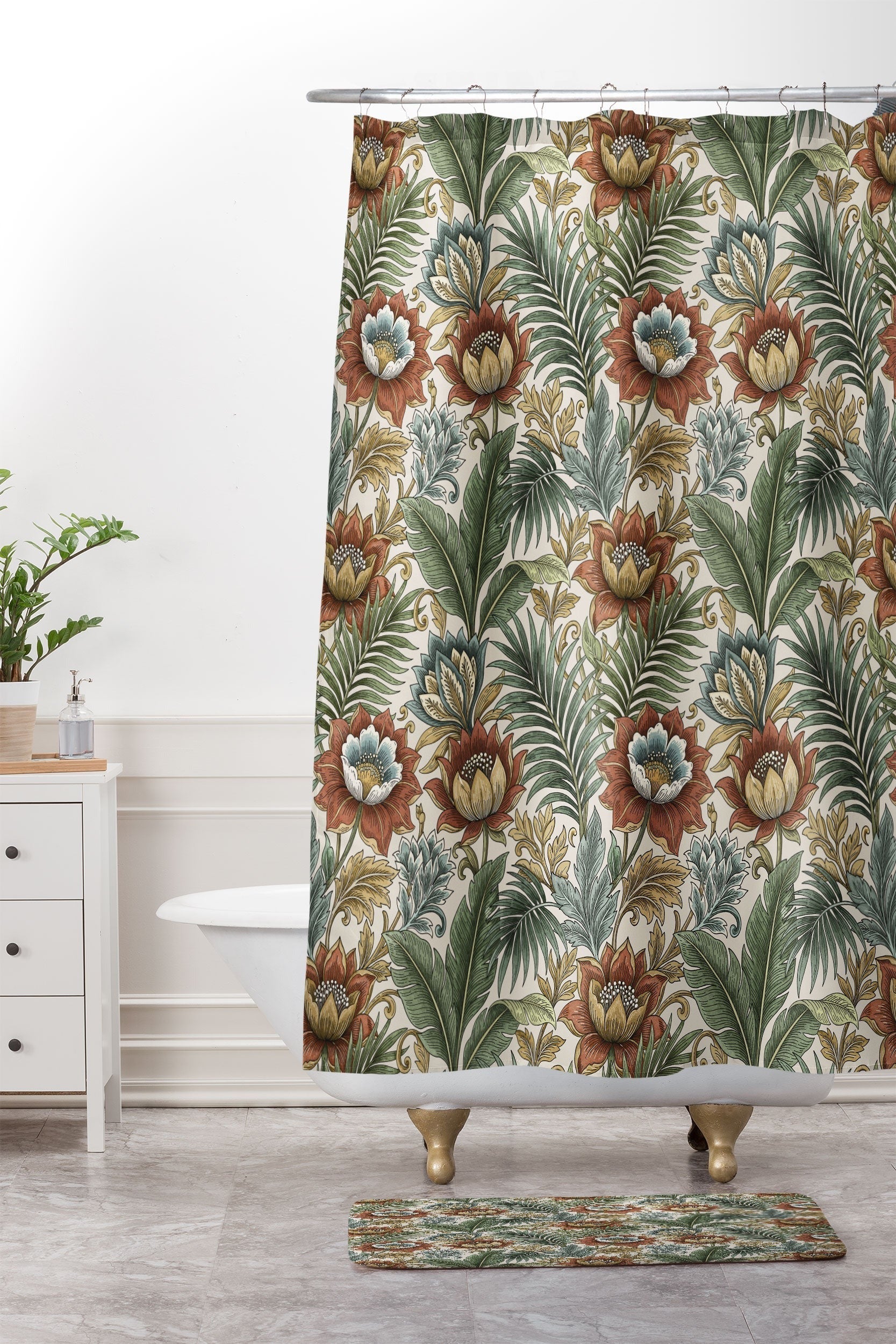 Marta Barragan Camarasa Retro Jungle Garden Memory Foam Bath Mat