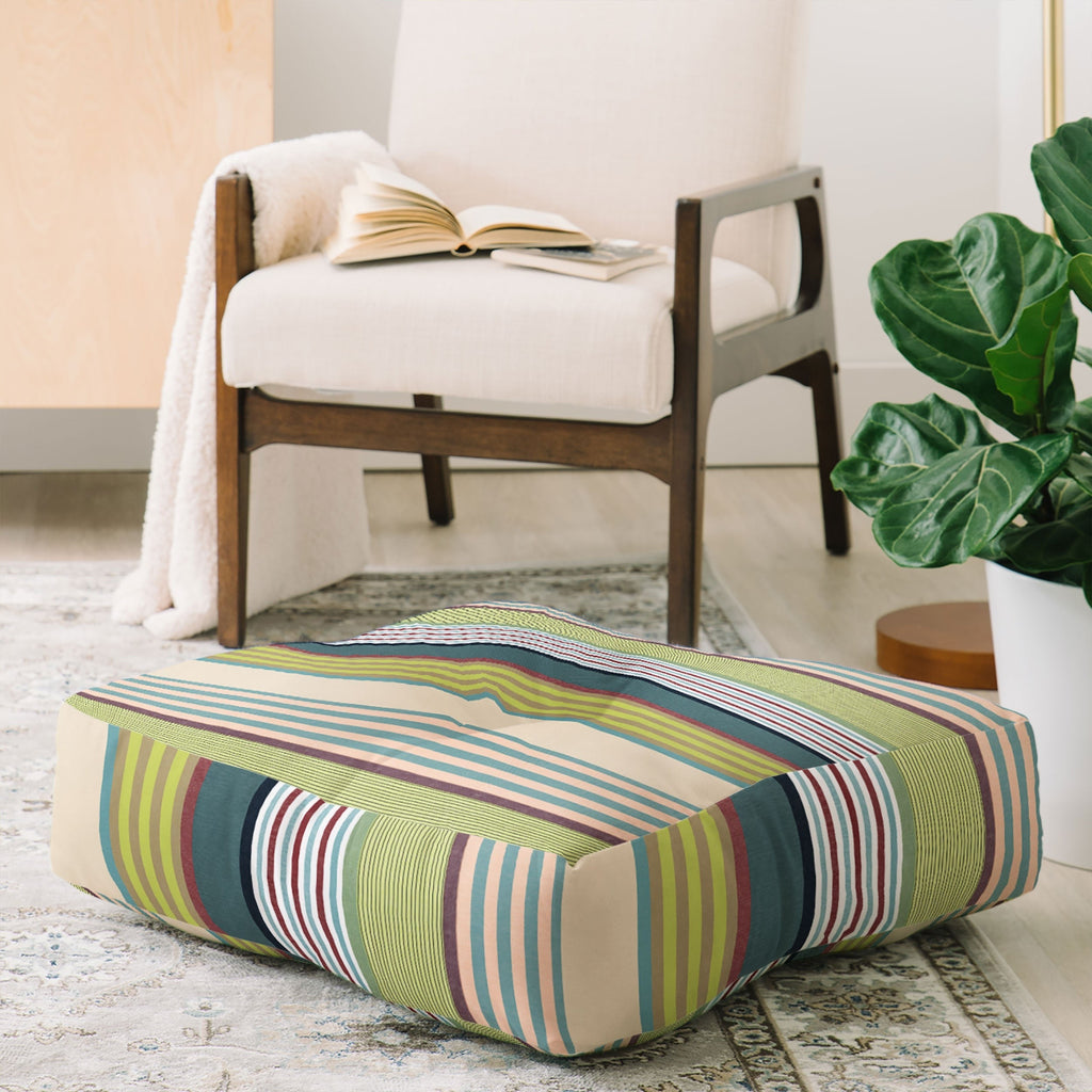 Marta Barragan Camarasa Colorful Stripe Delight Floor Pillow Square