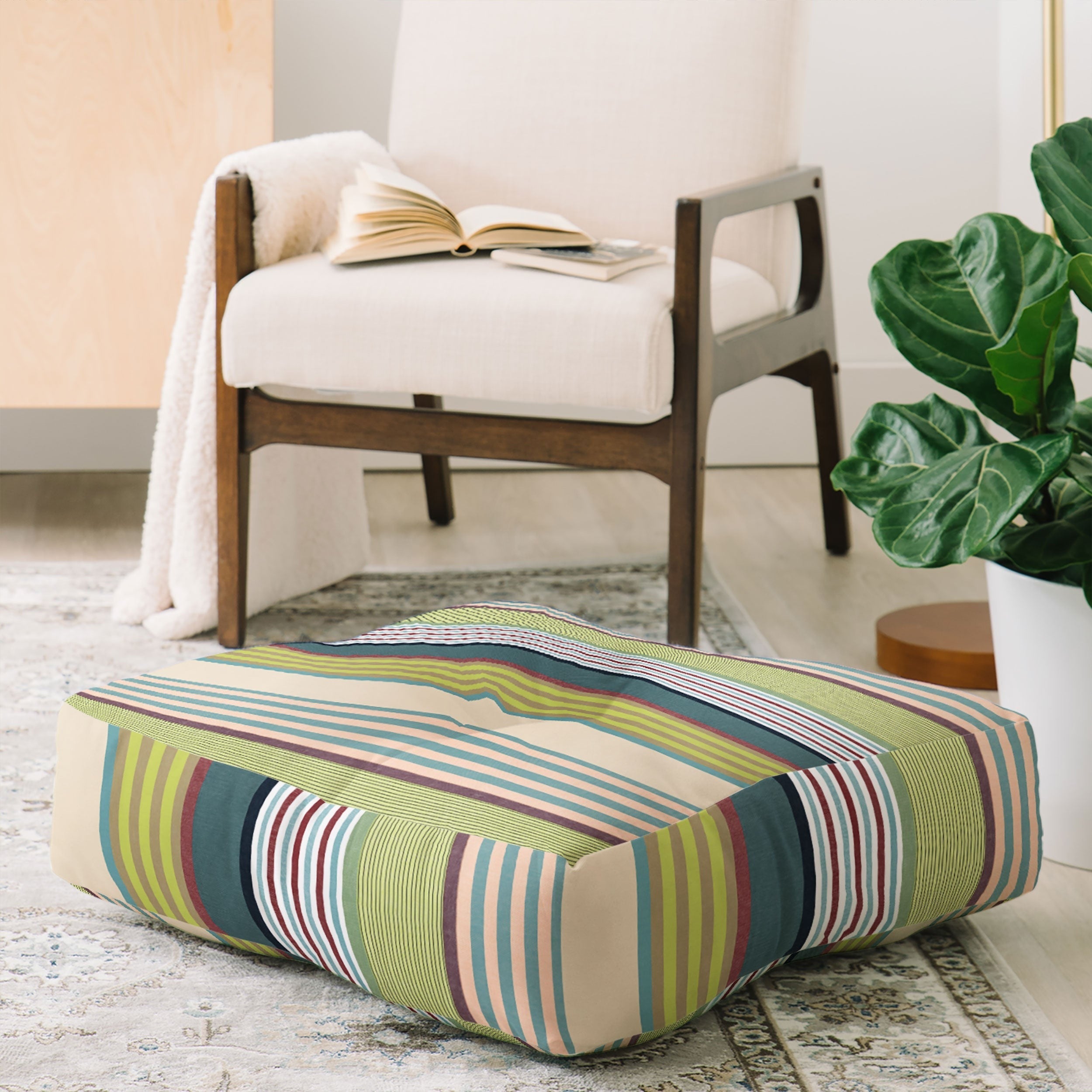 Marta Barragan Camarasa Colorful Stripe Delight Floor Pillow Square